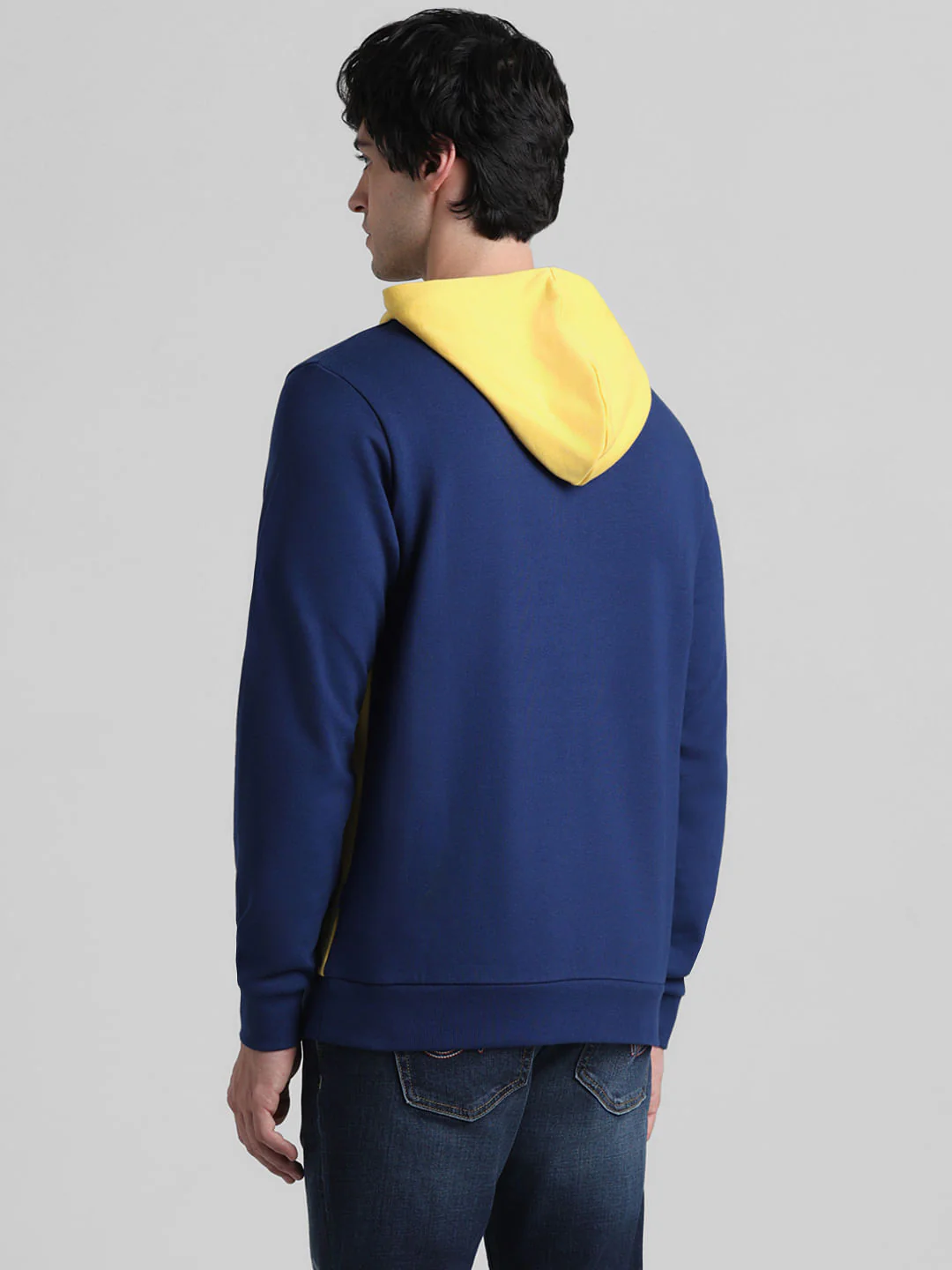 Blue Colourblocked Hooded Sweatshirt - Image 4