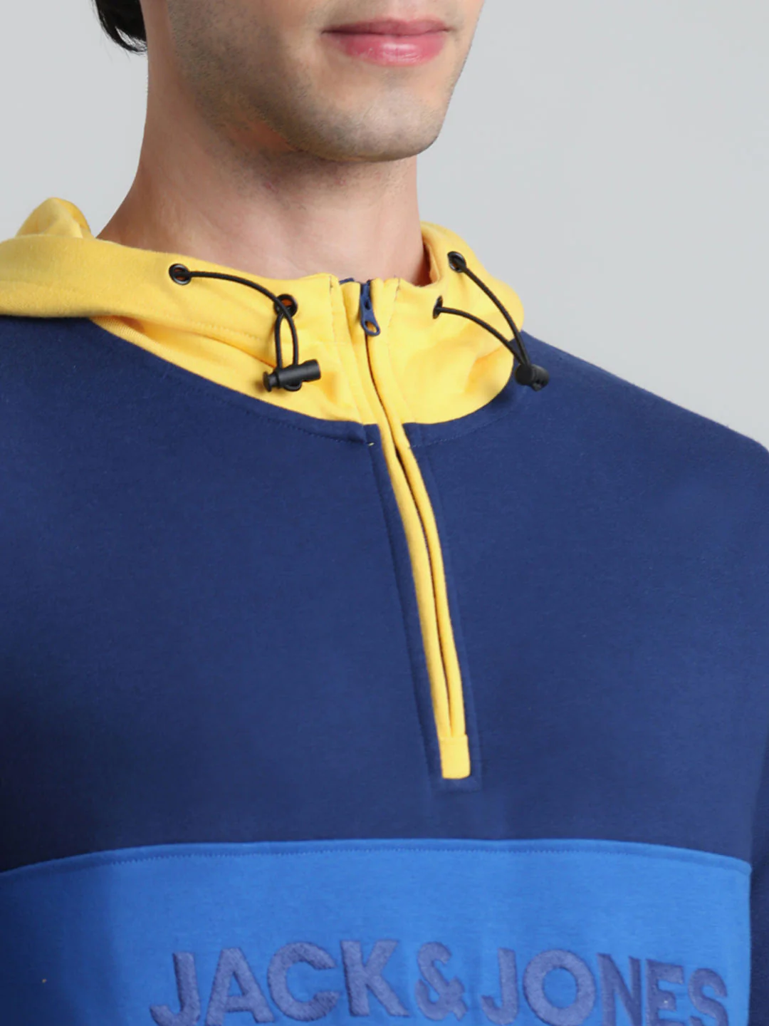 Blue Colourblocked Hooded Sweatshirt - Image 5