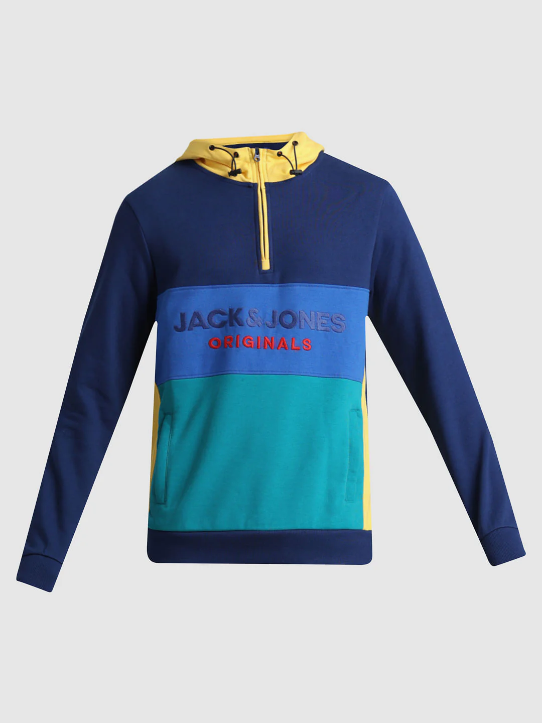 Blue Colourblocked Hooded Sweatshirt - Image 7