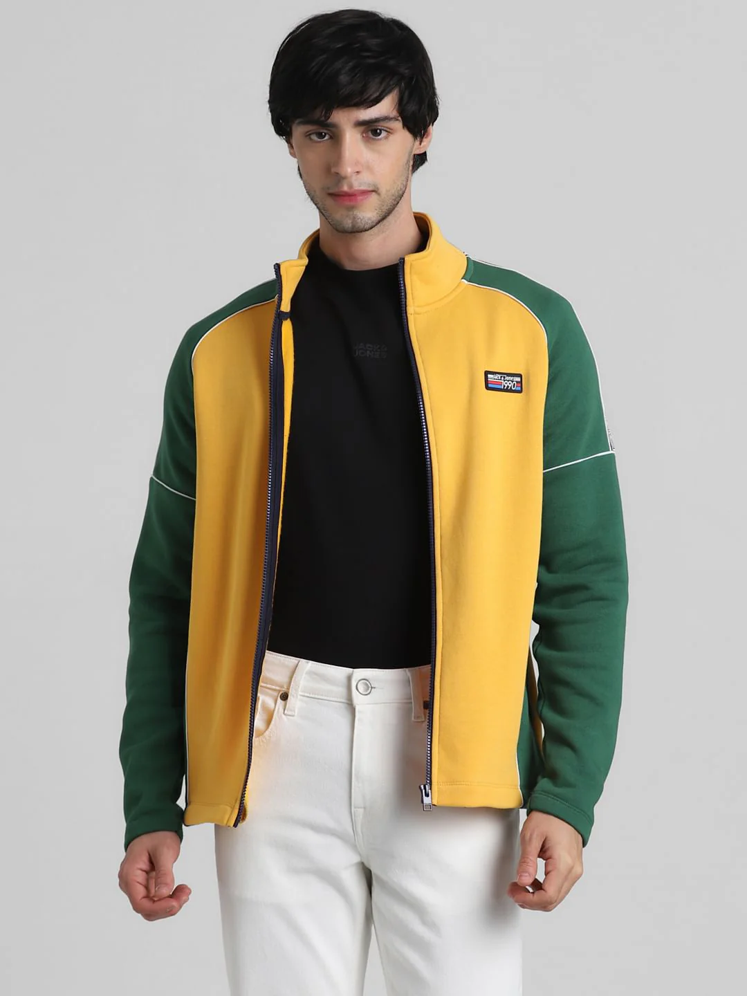 Yellow Colourblocked High Neck Sweatshirt - Image 2