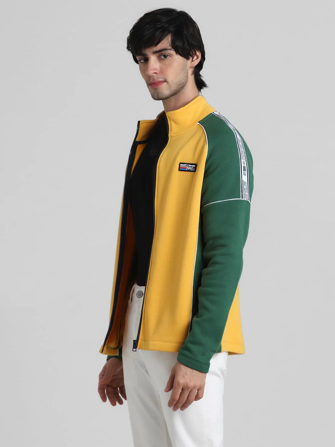Yellow Colourblocked High Neck Sweatshirt - Image 3