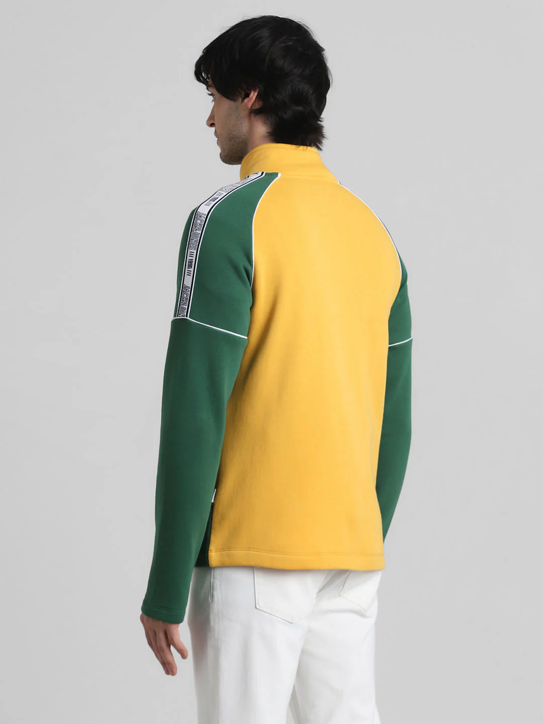 Yellow Colourblocked High Neck Sweatshirt - Image 4