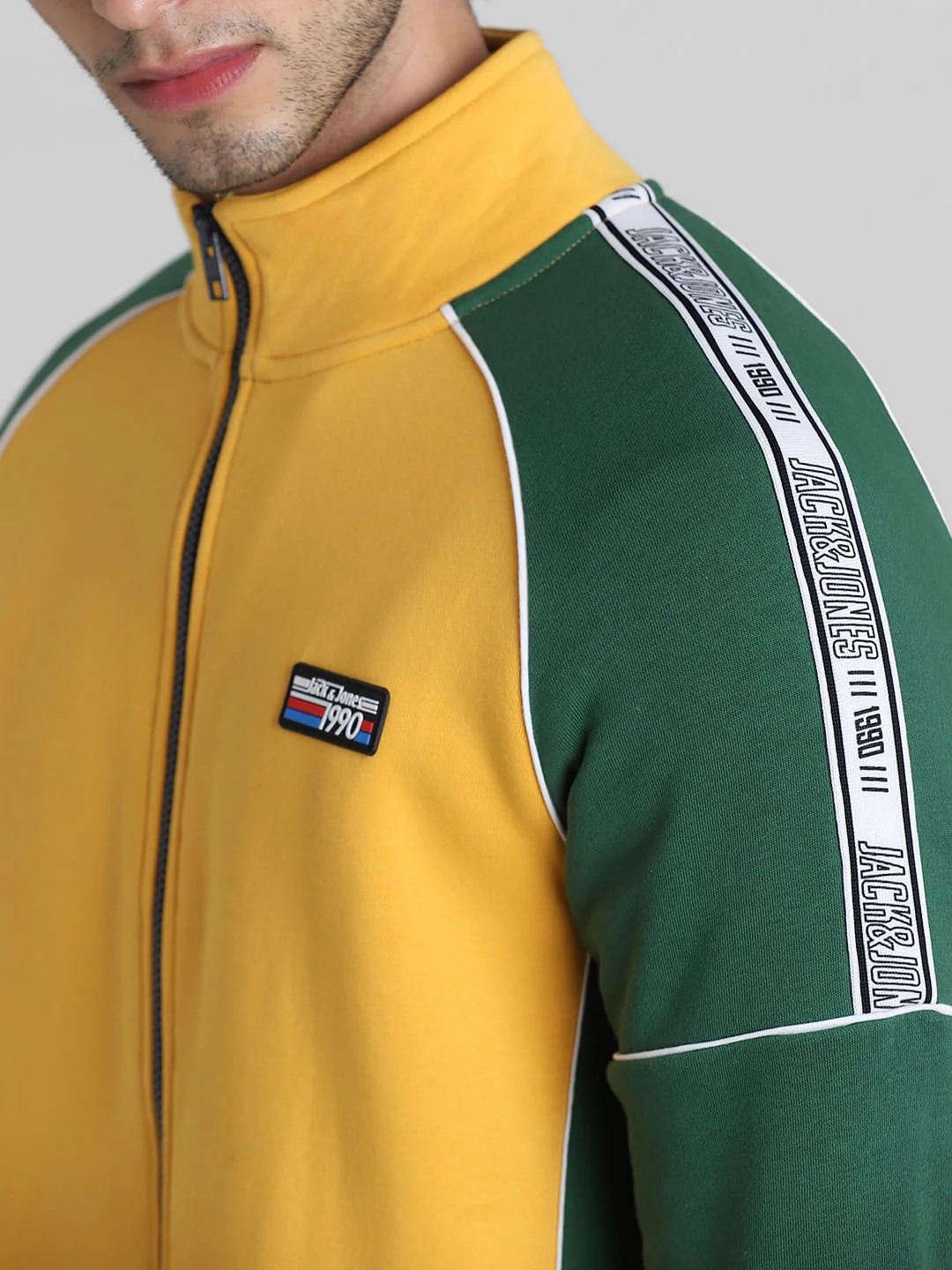 Yellow Colourblocked High Neck Sweatshirt - Image 5