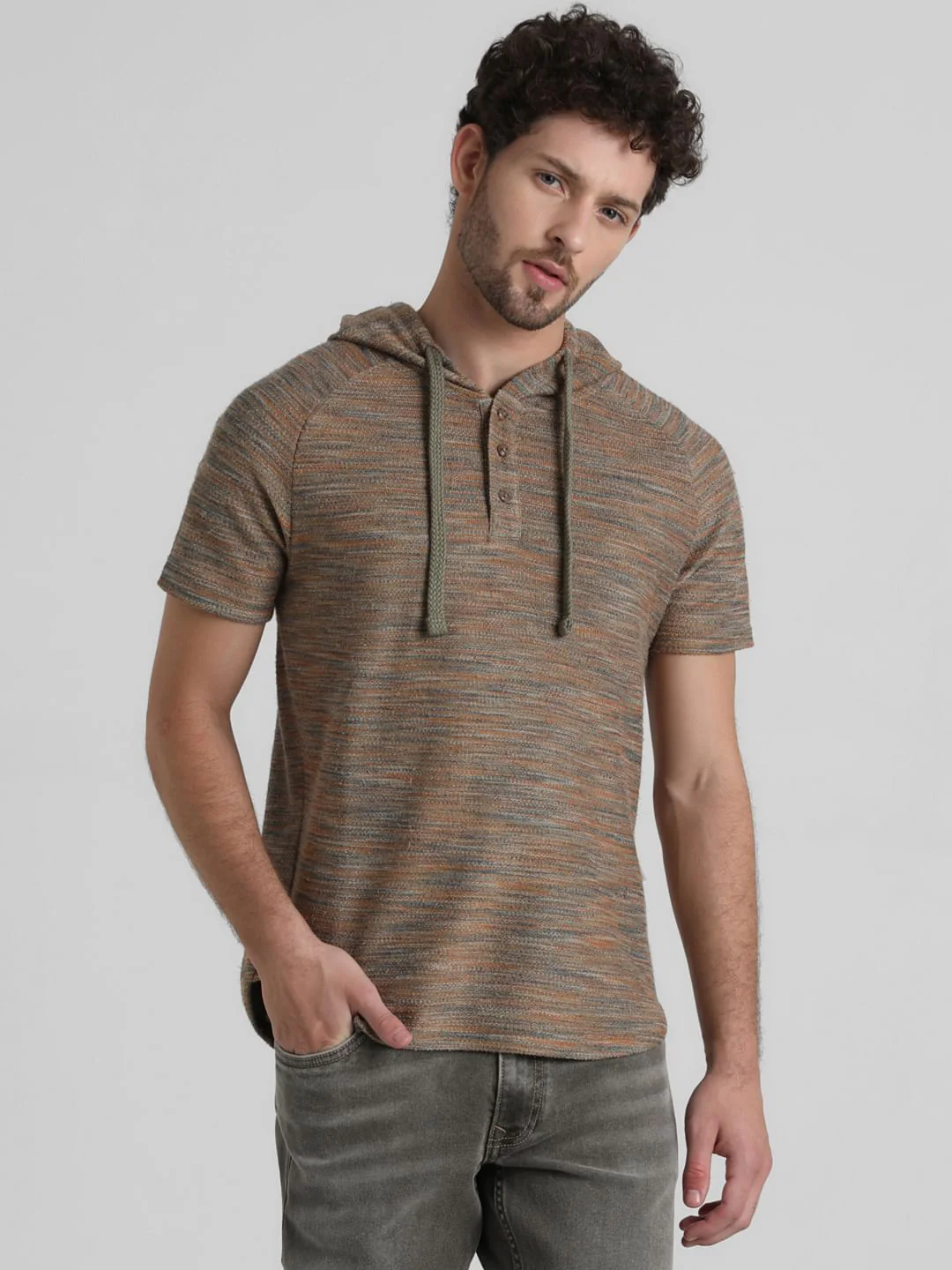 Brown Printed Hooded Sweatshirt - Image 2