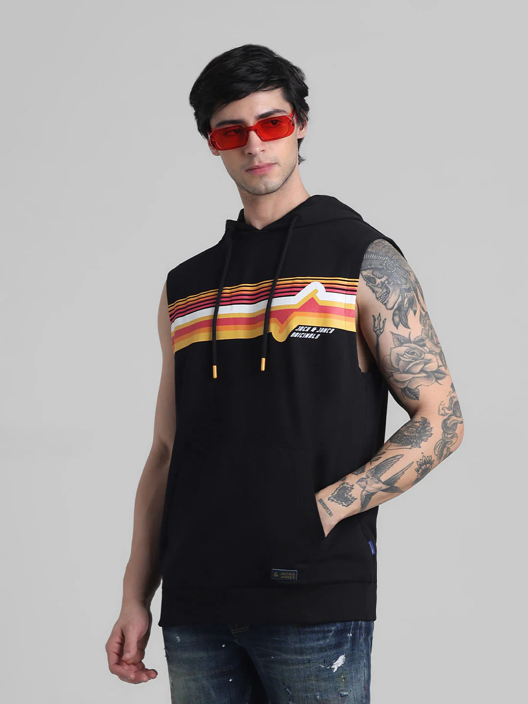 Black Printed Hooded Sweatshirt