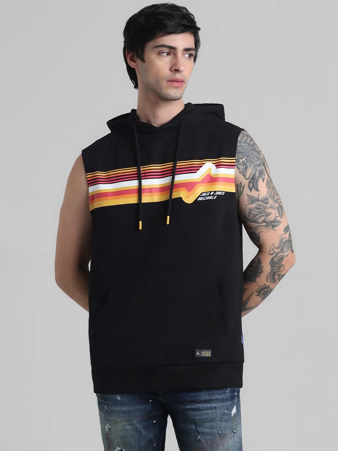 Black Printed Hooded Sweatshirt - Image 2