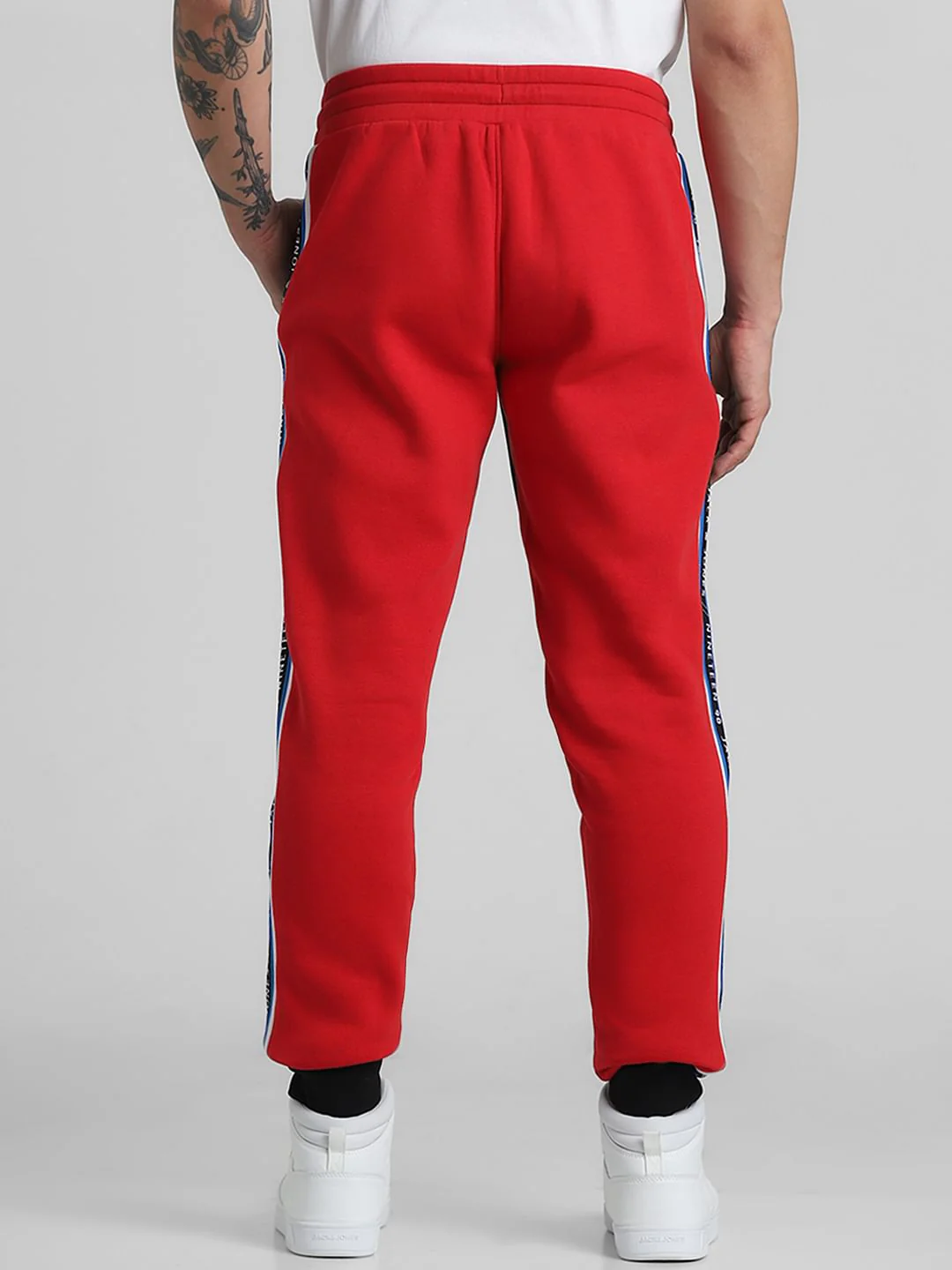 Black & Red Mid Rise Colourblocked Sweatpants - Image 2