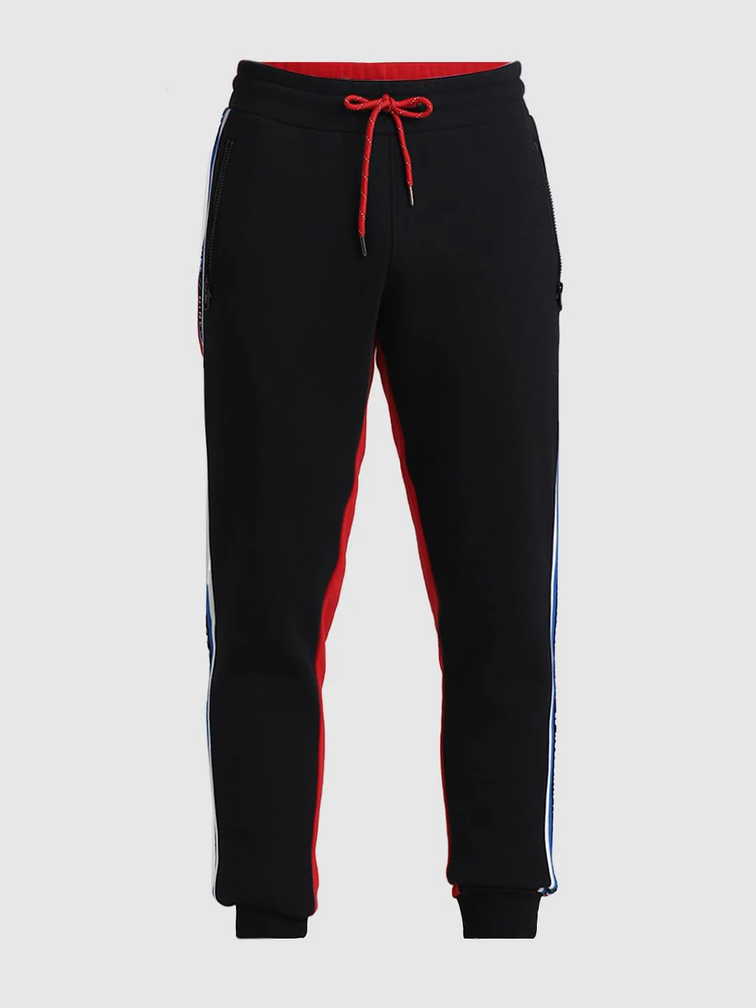 Black & Red Mid Rise Colourblocked Sweatpants - Image 7