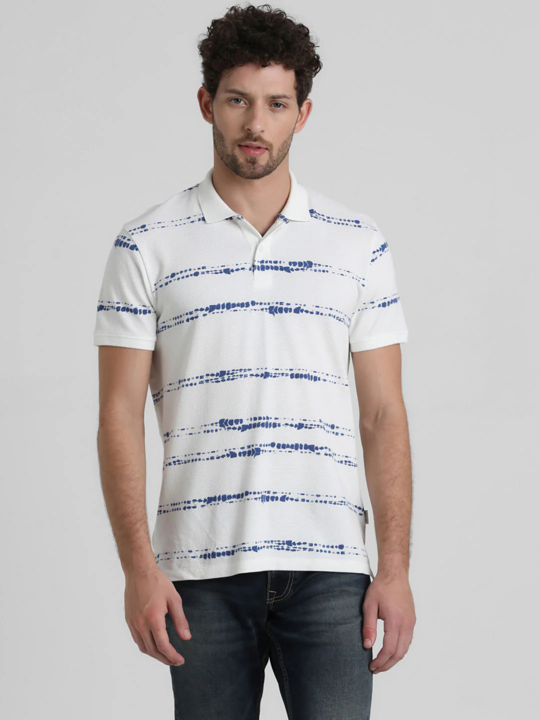 White Printed Polo T-shirt - Image 2