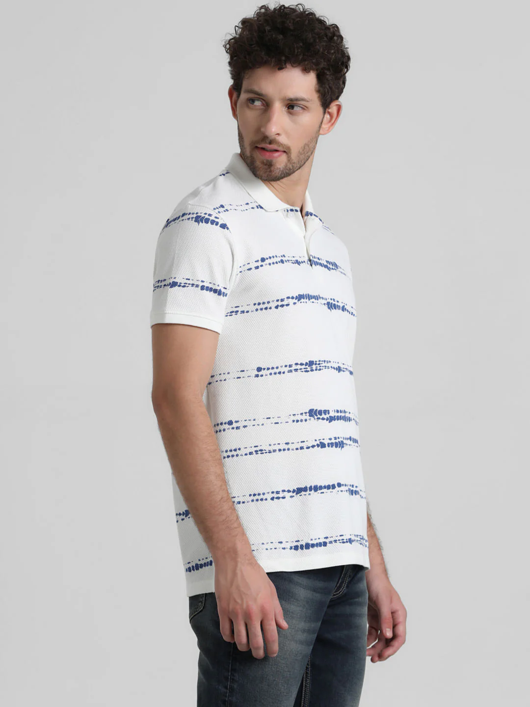 White Printed Polo T-shirt - Image 3