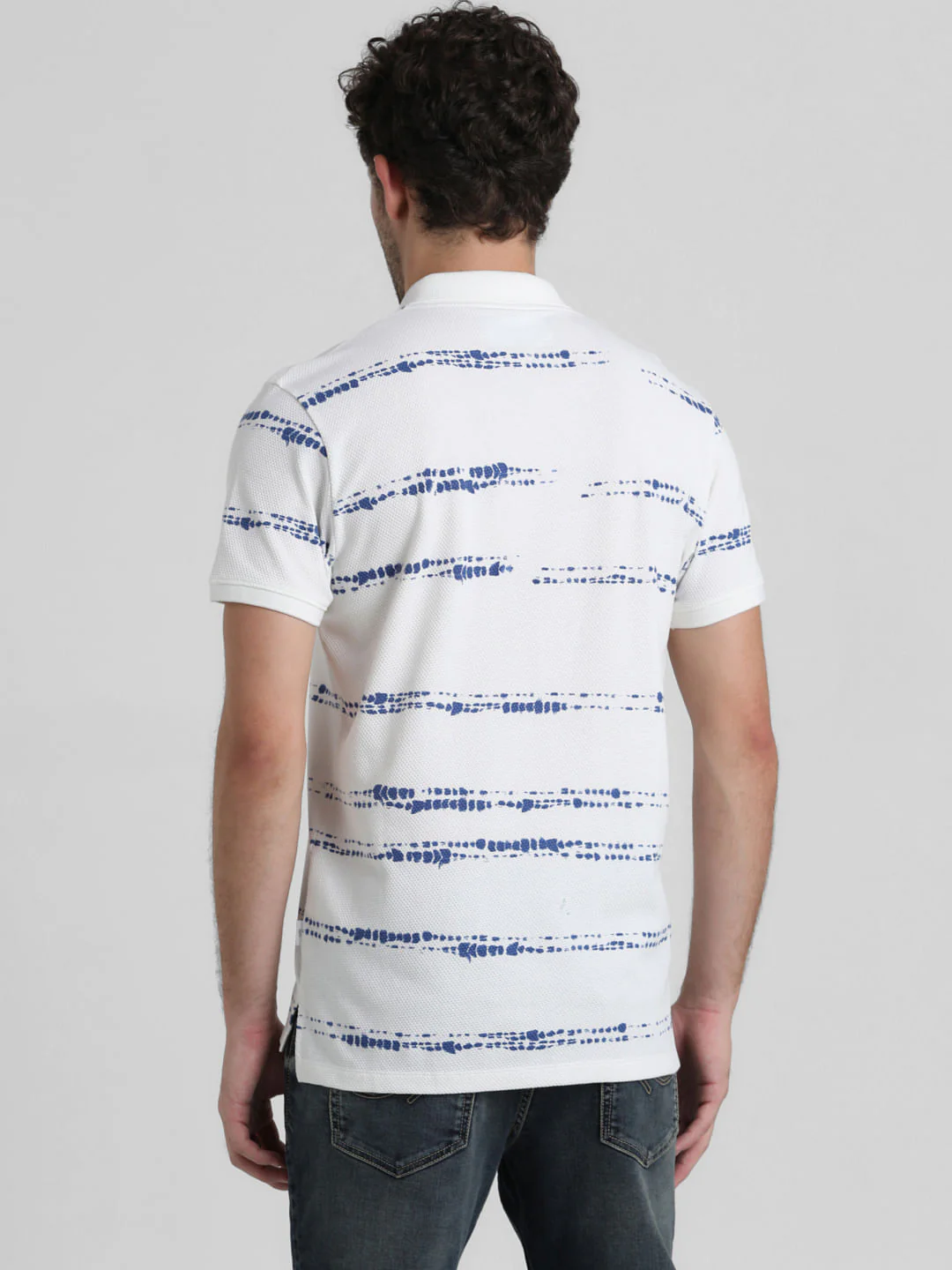 White Printed Polo T-shirt - Image 4