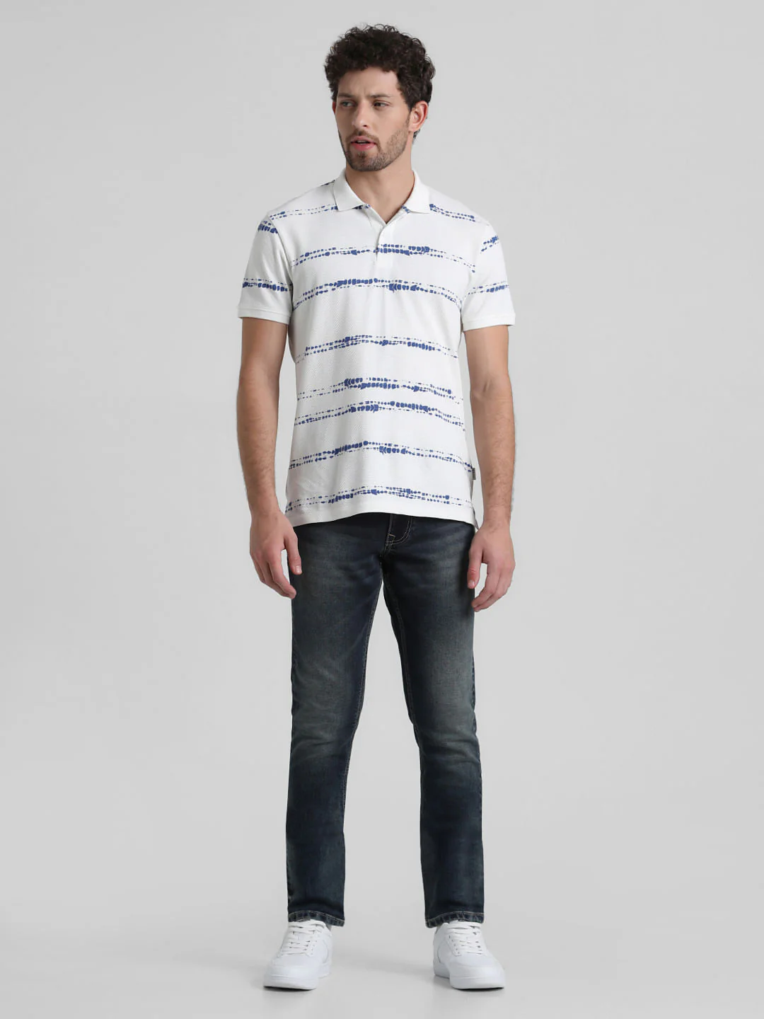 White Printed Polo T-shirt - Image 6