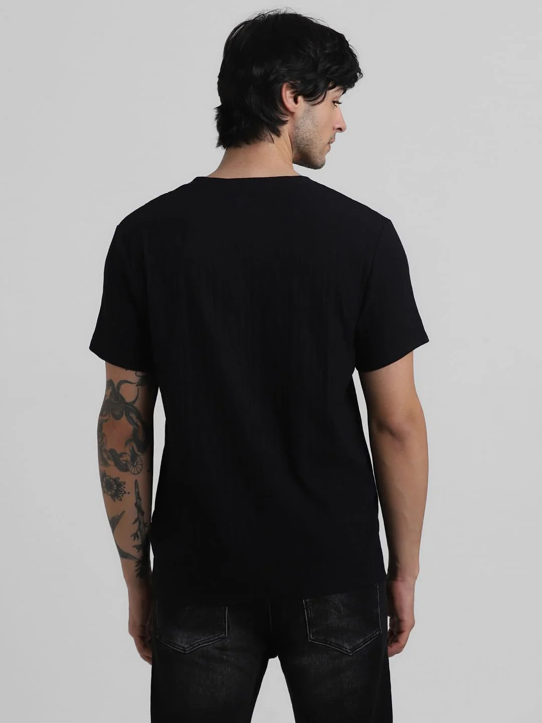 Black Jacquard Crew Neck T-shirt - Image 4