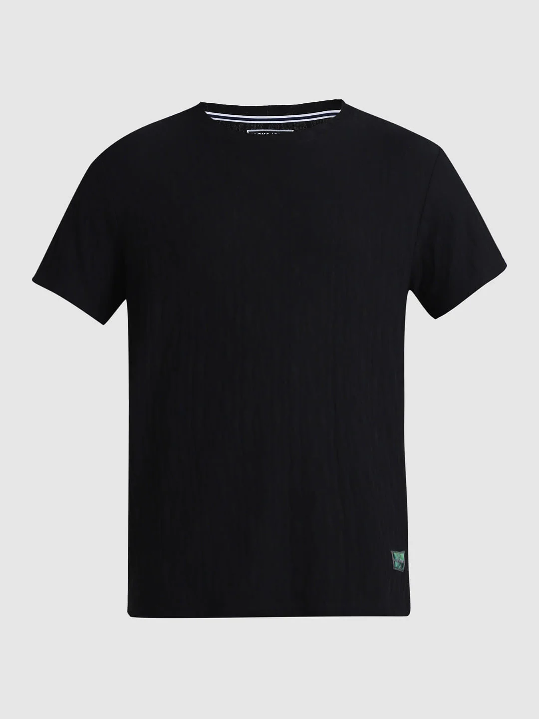 Black Jacquard Crew Neck T-shirt - Image 8
