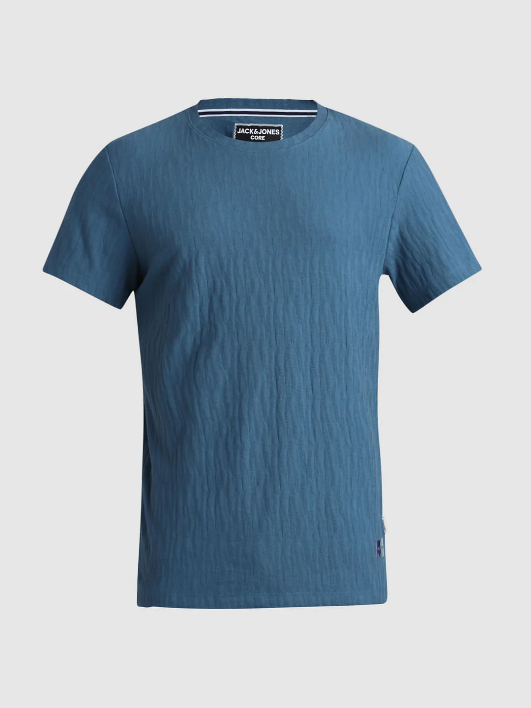 Blue Jacquard Crew Neck T-shirt - Image 8