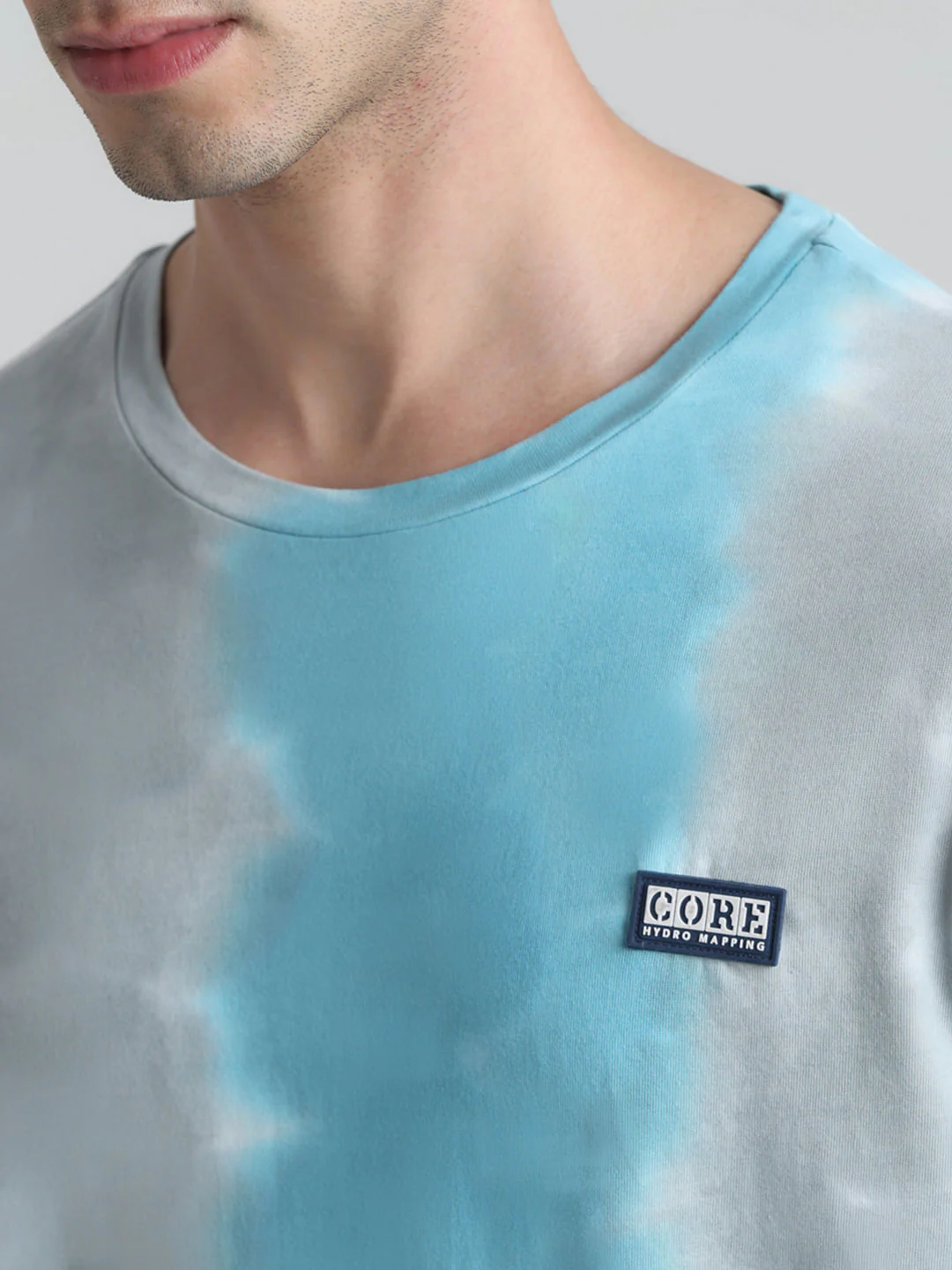 Blue & Grey Tie-Dye Crew Neck T-shirt - Image 5
