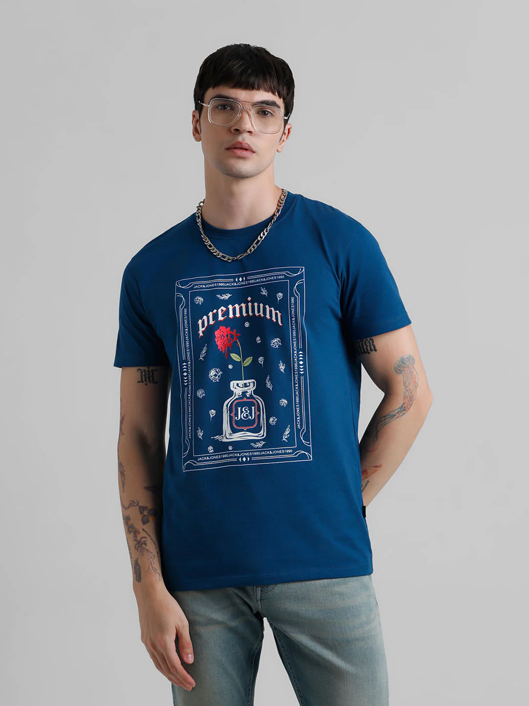 Green Printed Crew Neck T-shirt