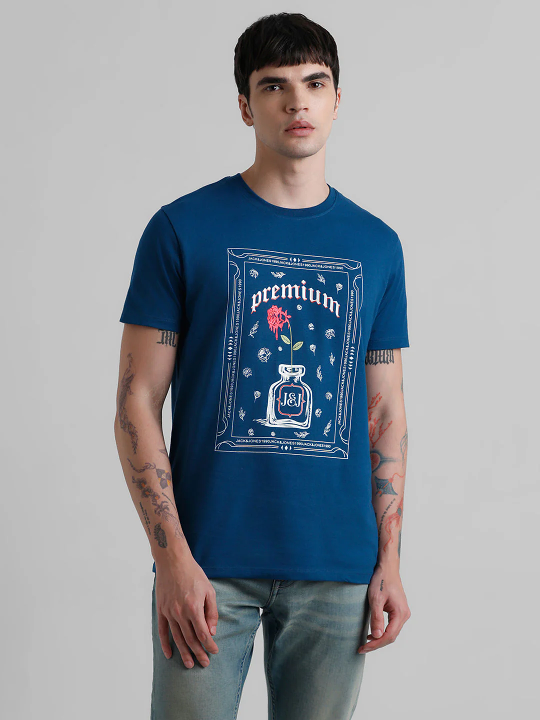 Green Printed Crew Neck T-shirt - Image 2