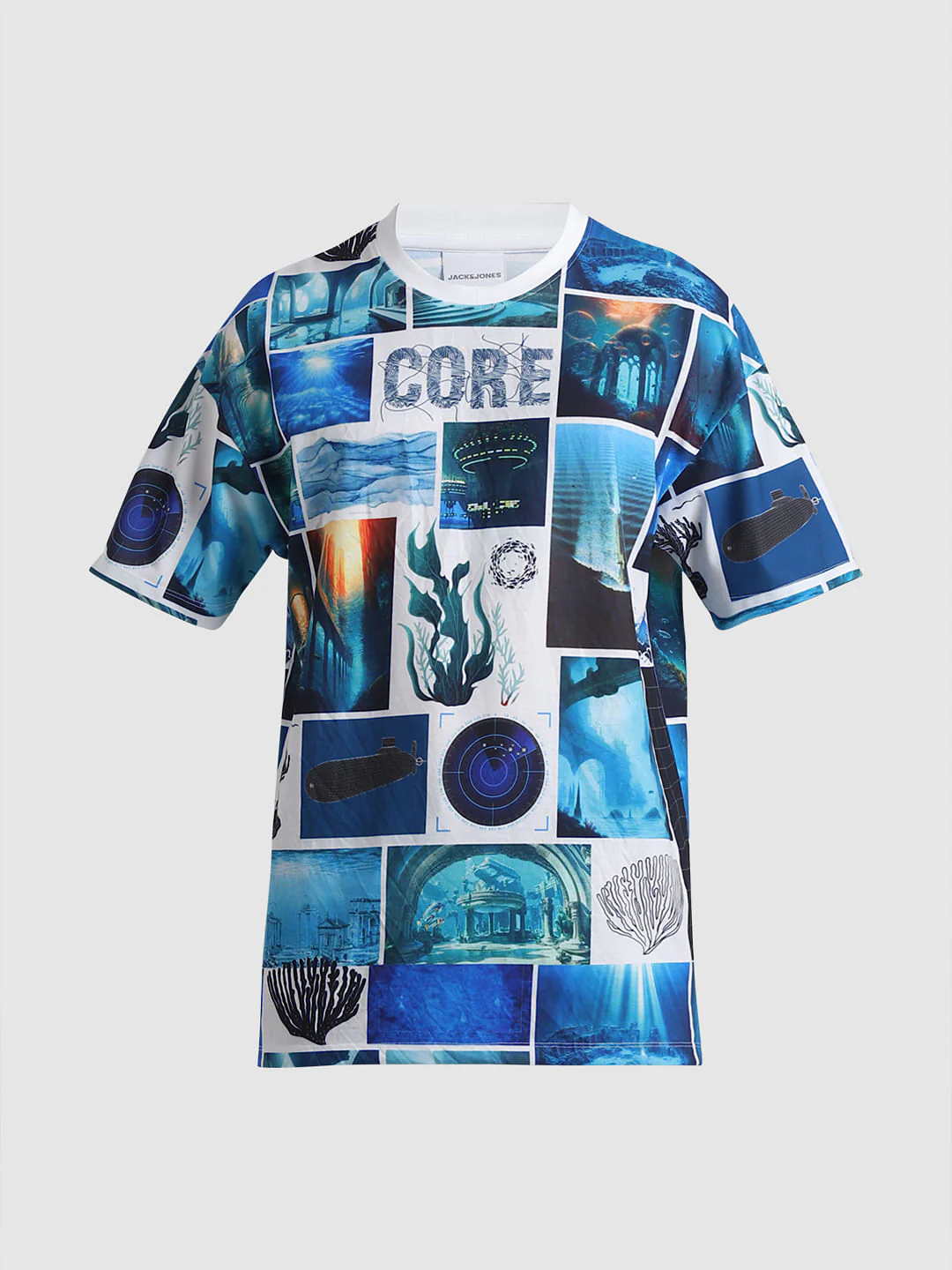 Blue Collage Print Oversized T-shirt - Image 8