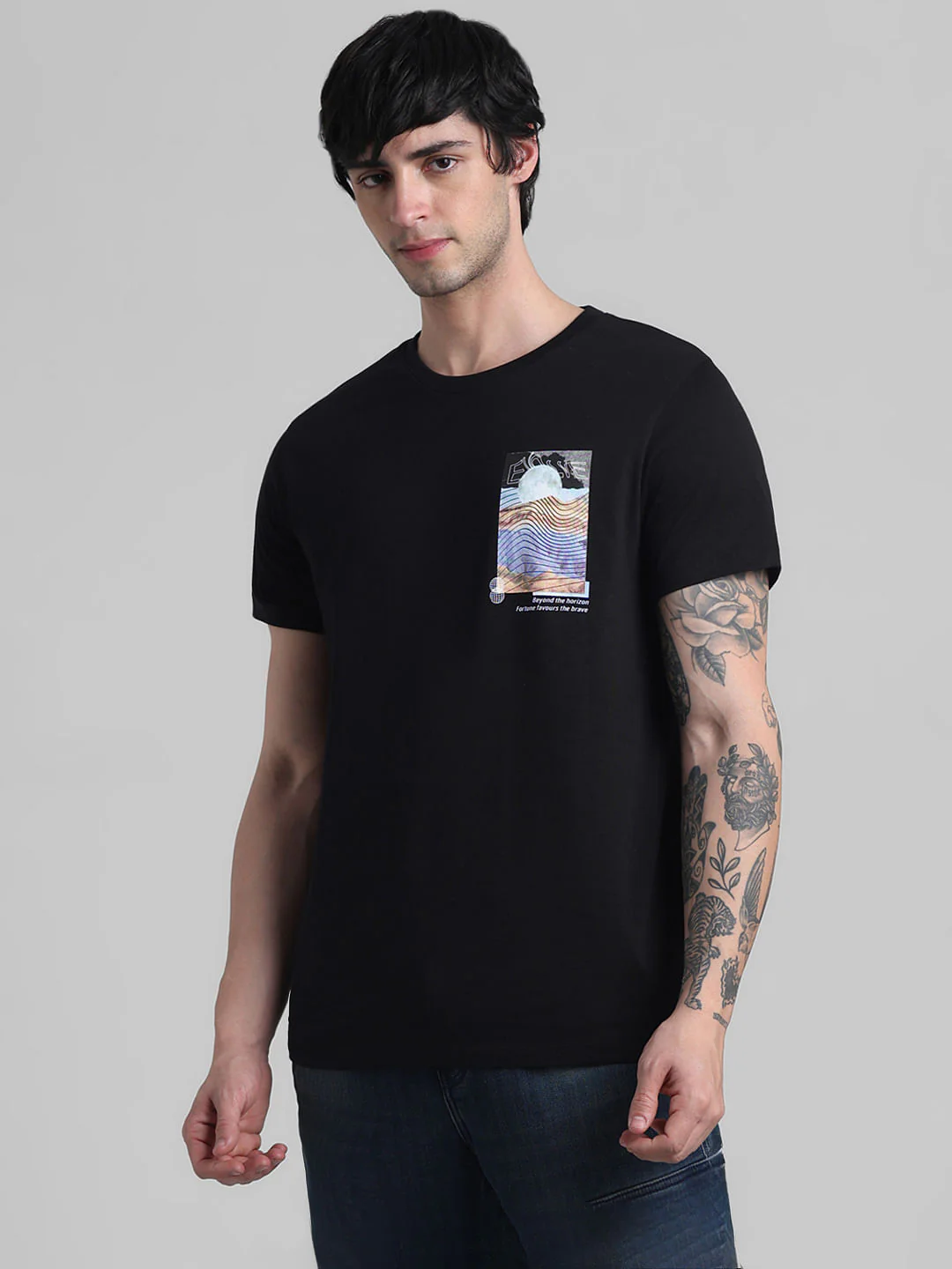 Black Graphic Print T-shirt - Image 2