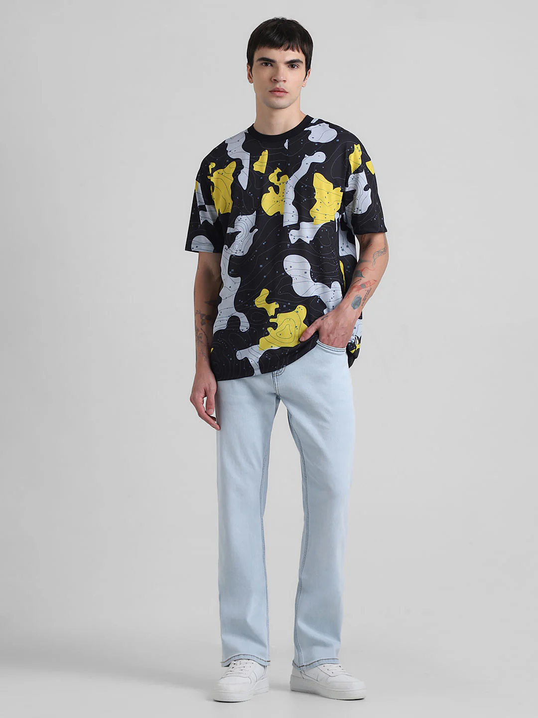 Black Abstract Print Oversized T-shirt - Image 6