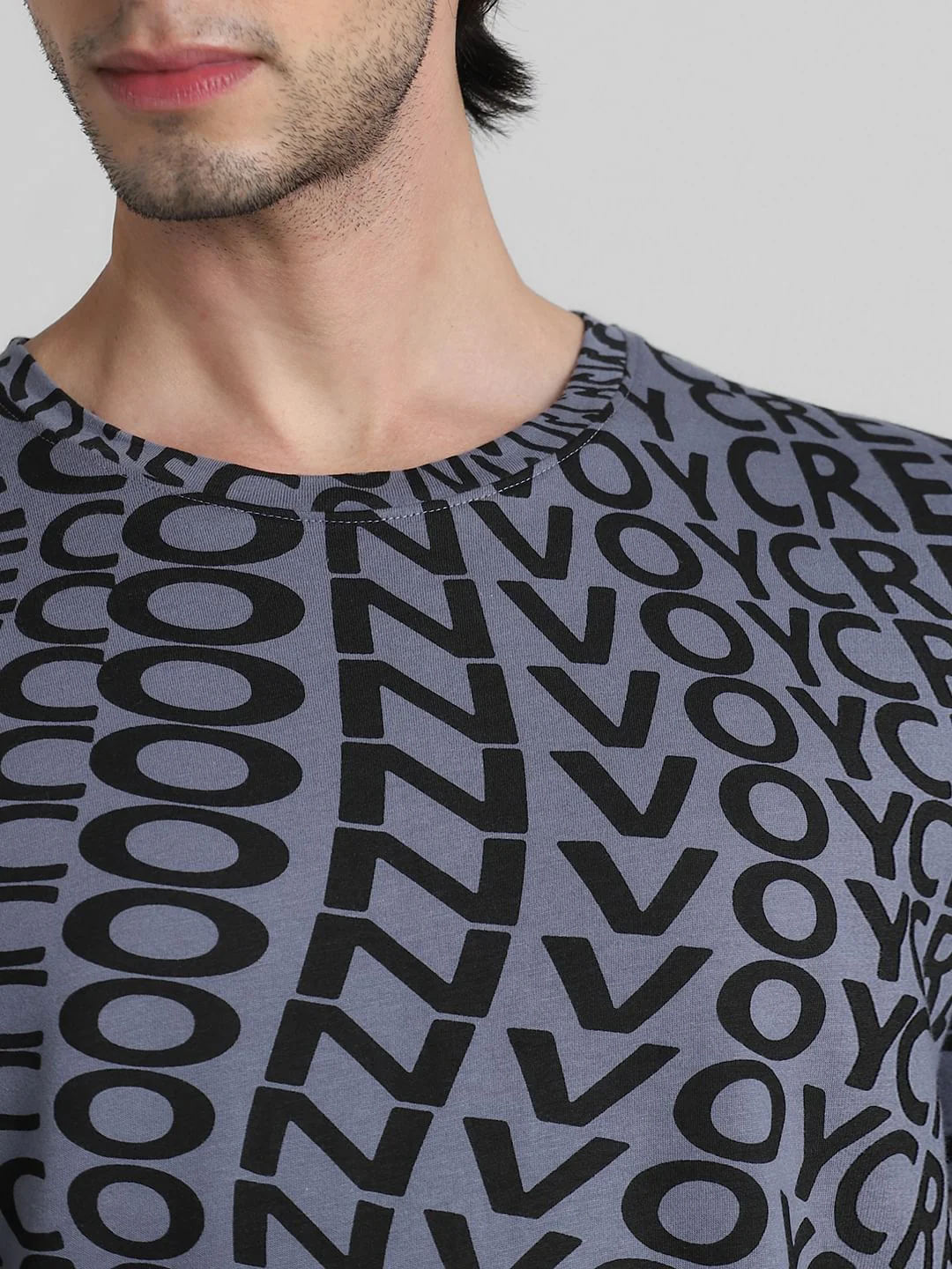 Grey Typographic Print T-shirt - Image 5