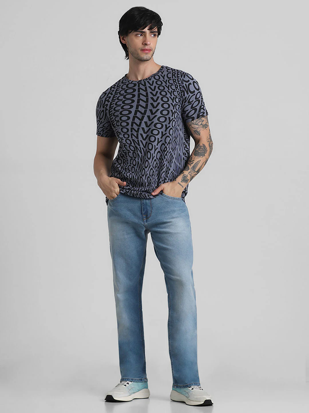 Grey Typographic Print T-shirt - Image 6