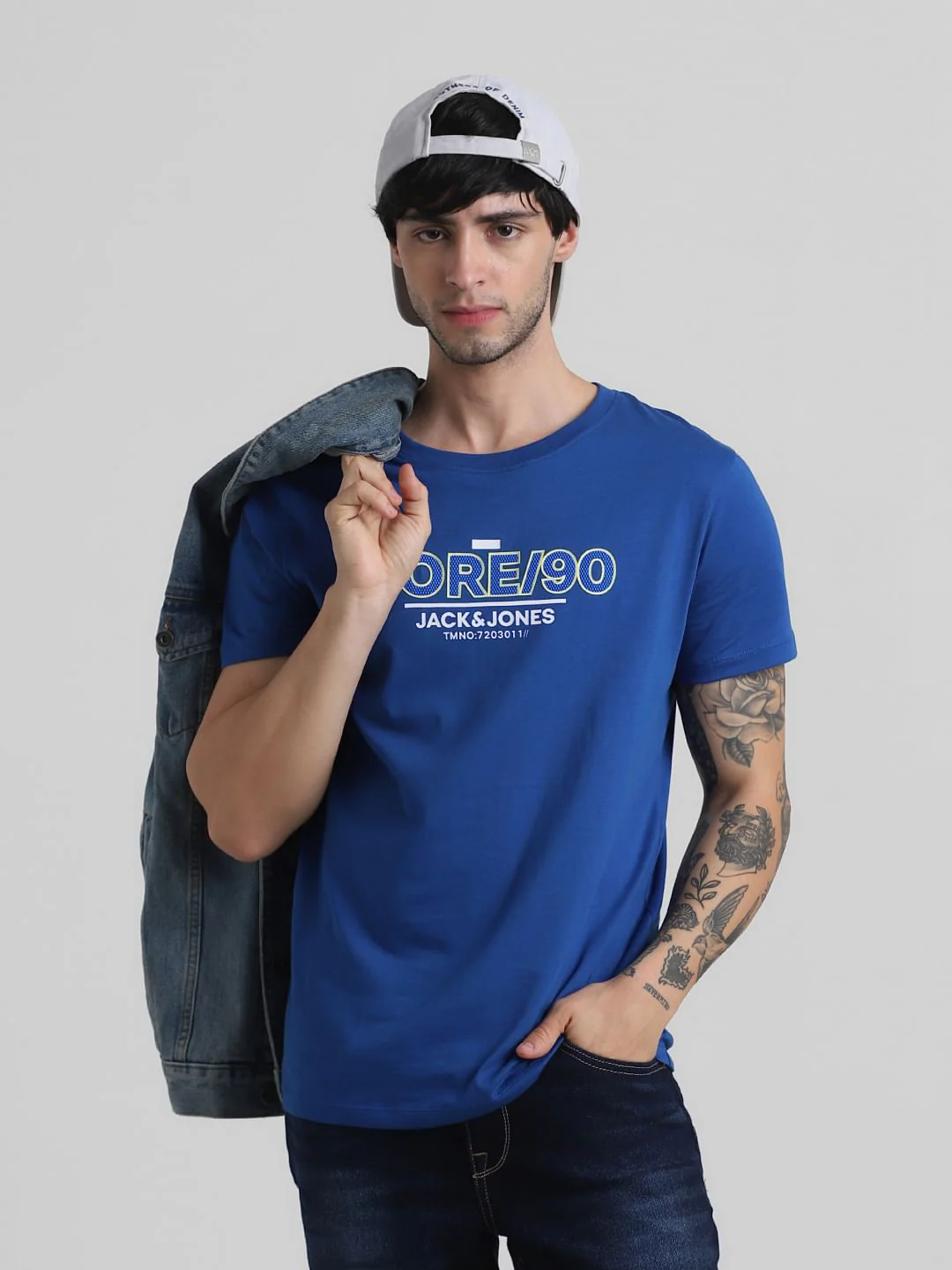Blue Logo Print Crew Neck T-shirt