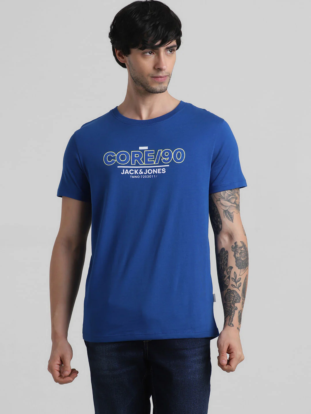 Blue Logo Print Crew Neck T-shirt - Image 2