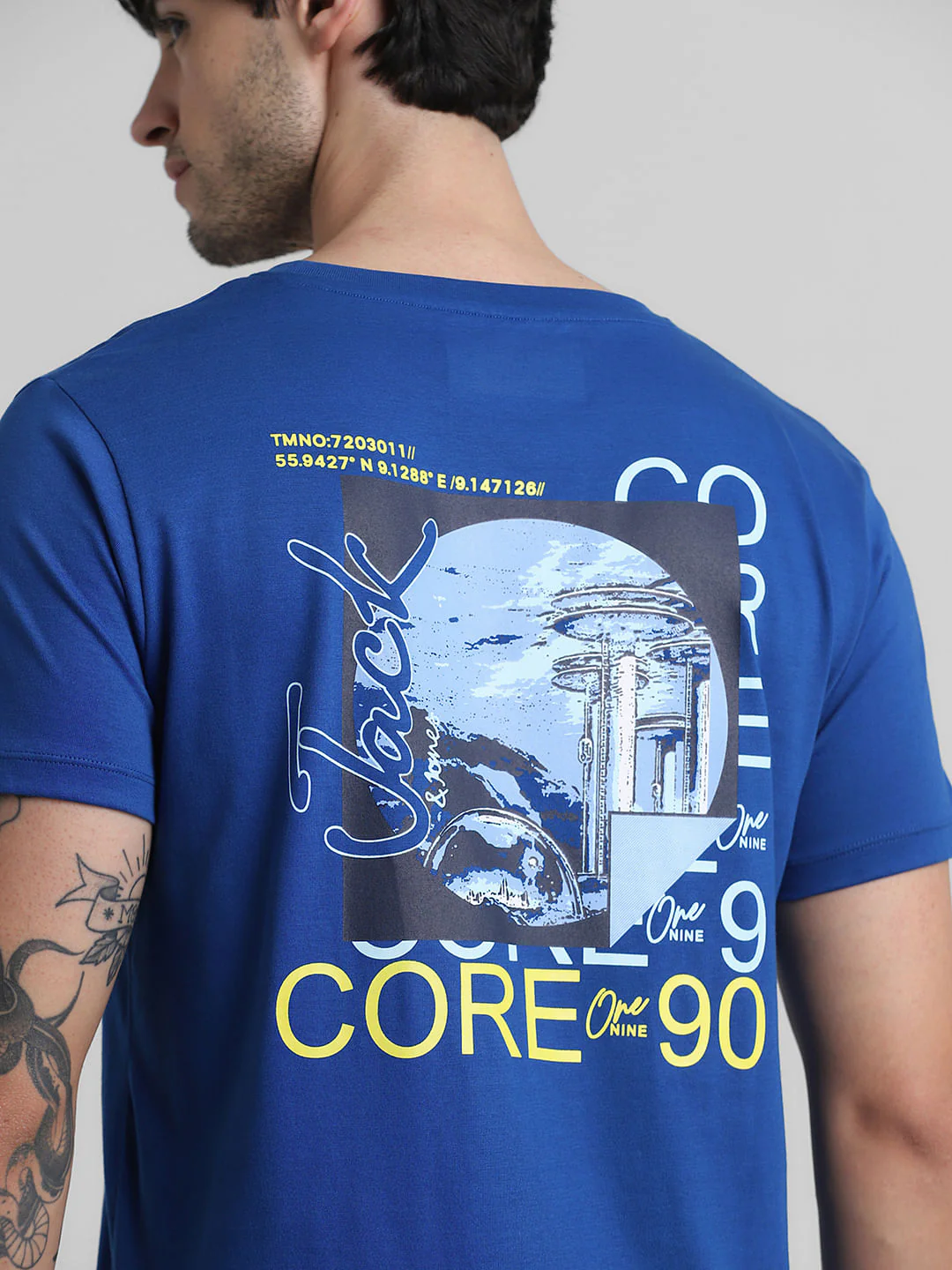 Blue Logo Print Crew Neck T-shirt - Image 6