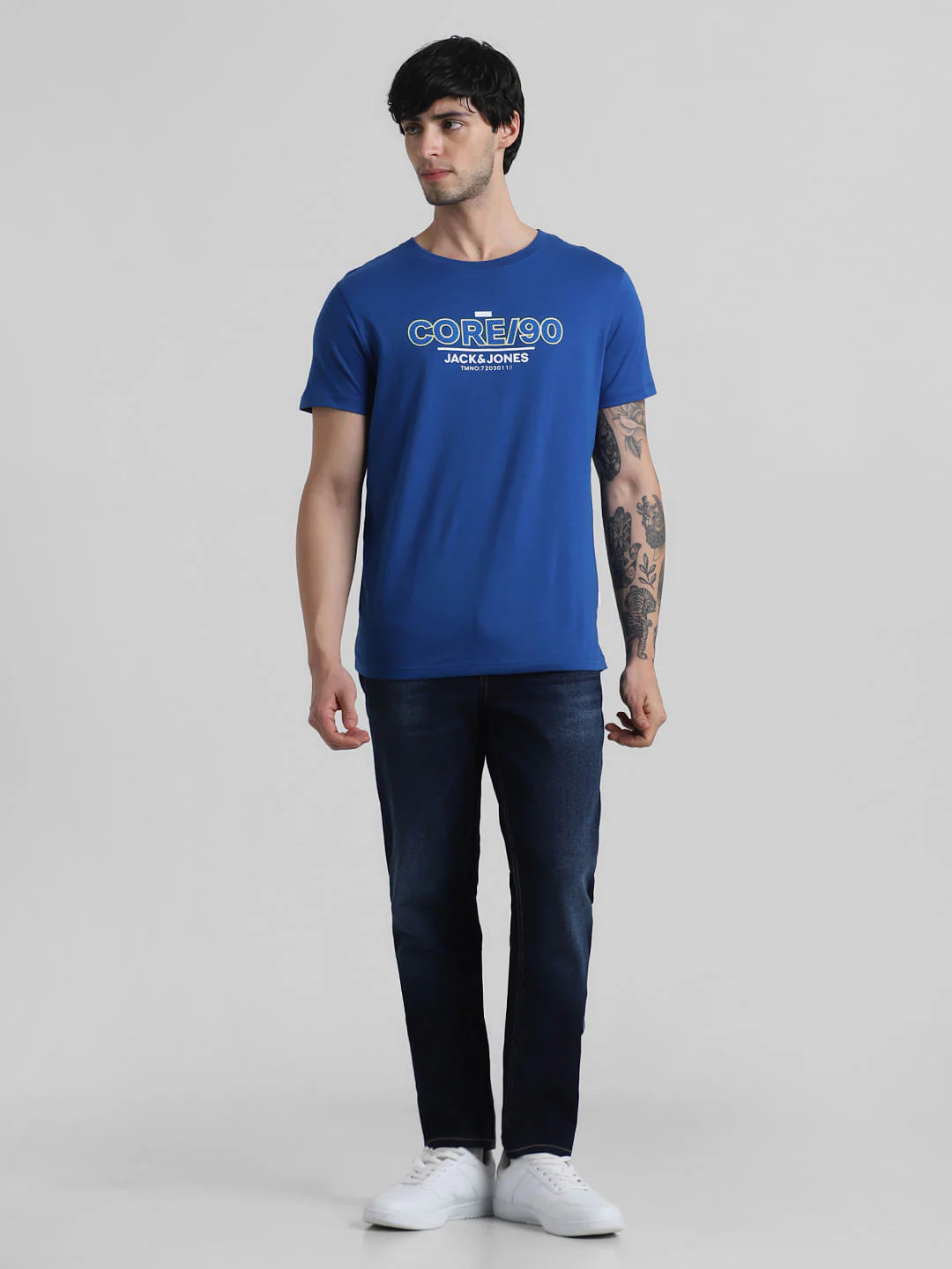 Blue Logo Print Crew Neck T-shirt - Image 7
