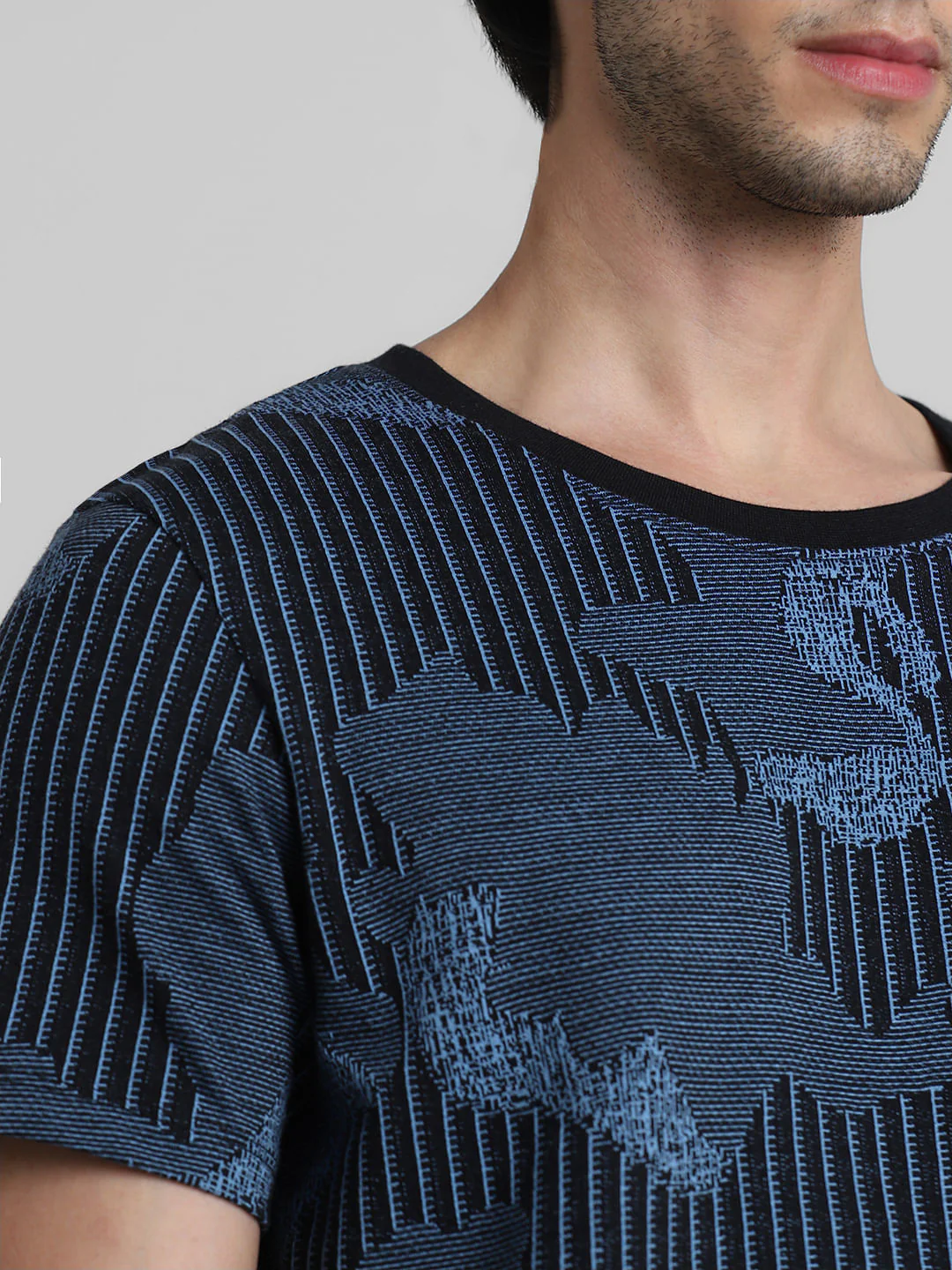 Blue Camo-Grid Jacquard T-shirt - Image 5