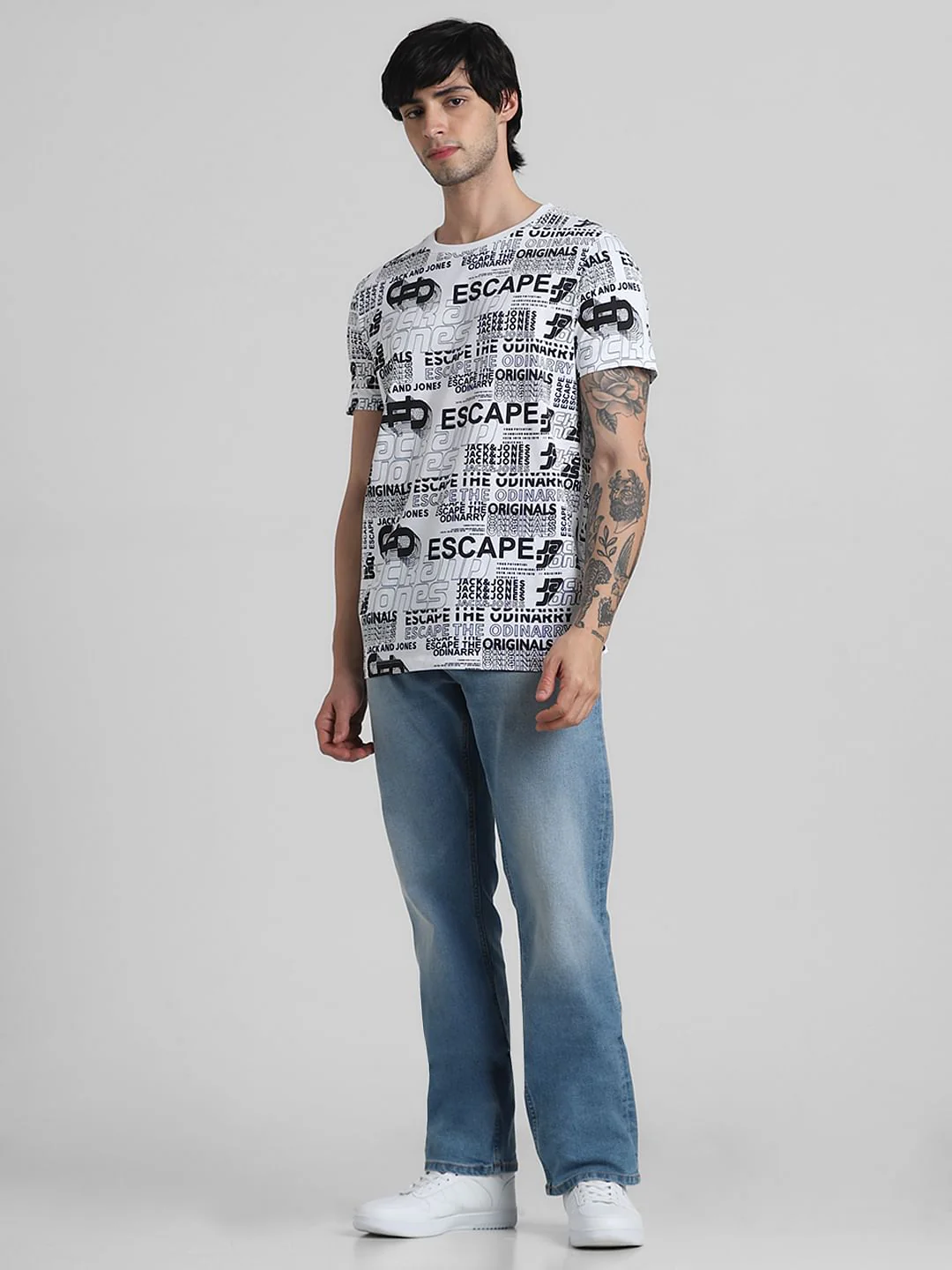 White Typographic Print T-shirt - Image 6
