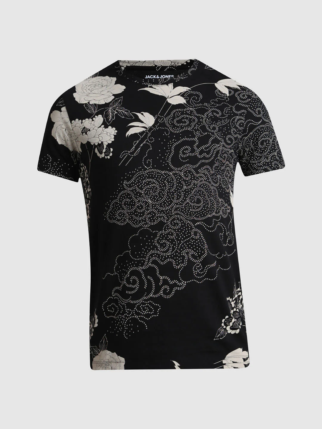 Black Floral Print T-shirt - Image 7