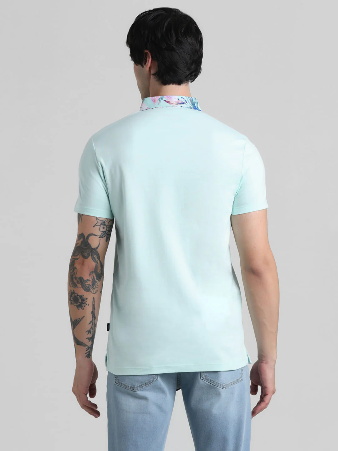 Green Floral Collared Polo T-shirt - Image 4