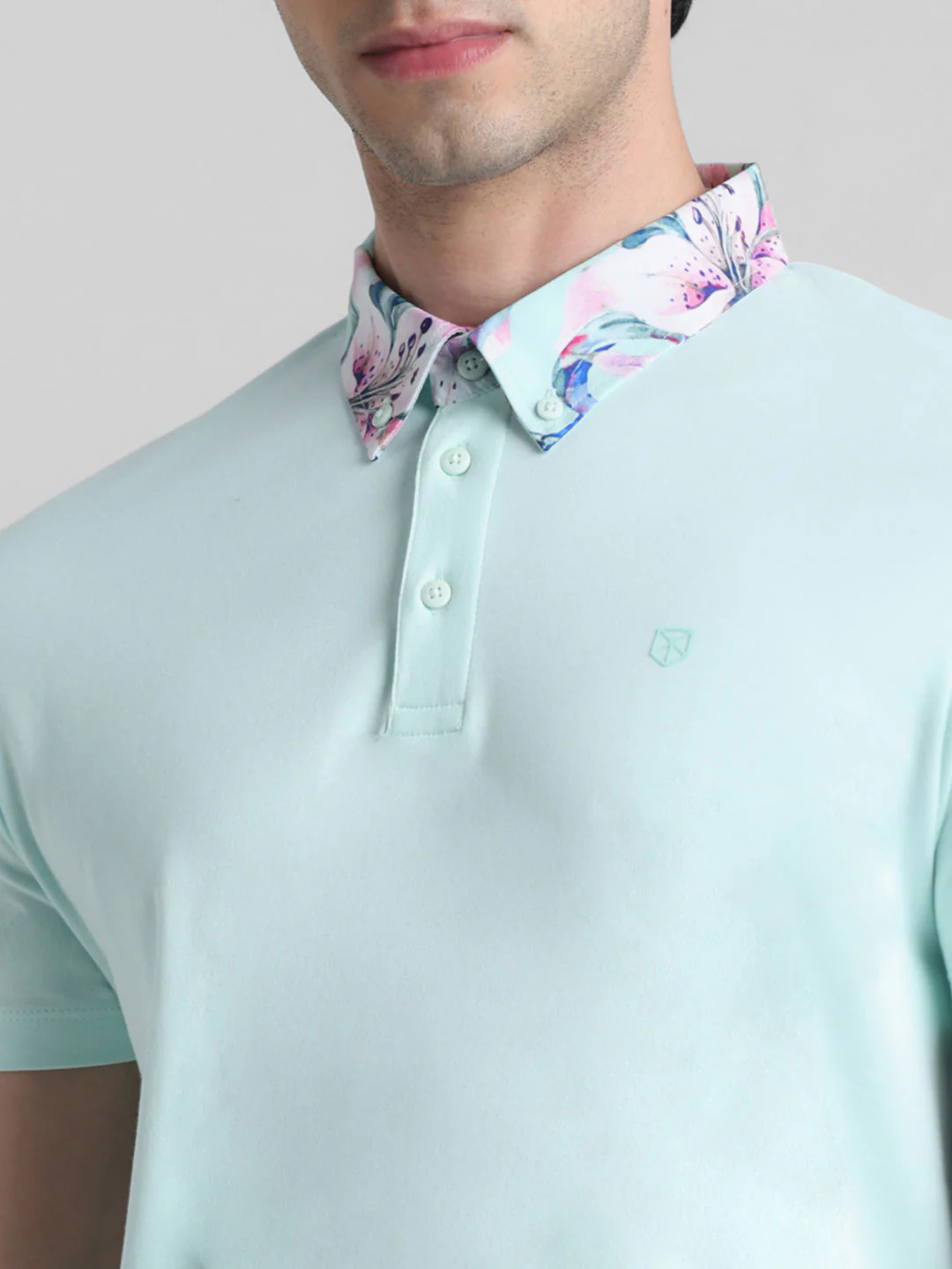 Green Floral Collared Polo T-shirt - Image 5