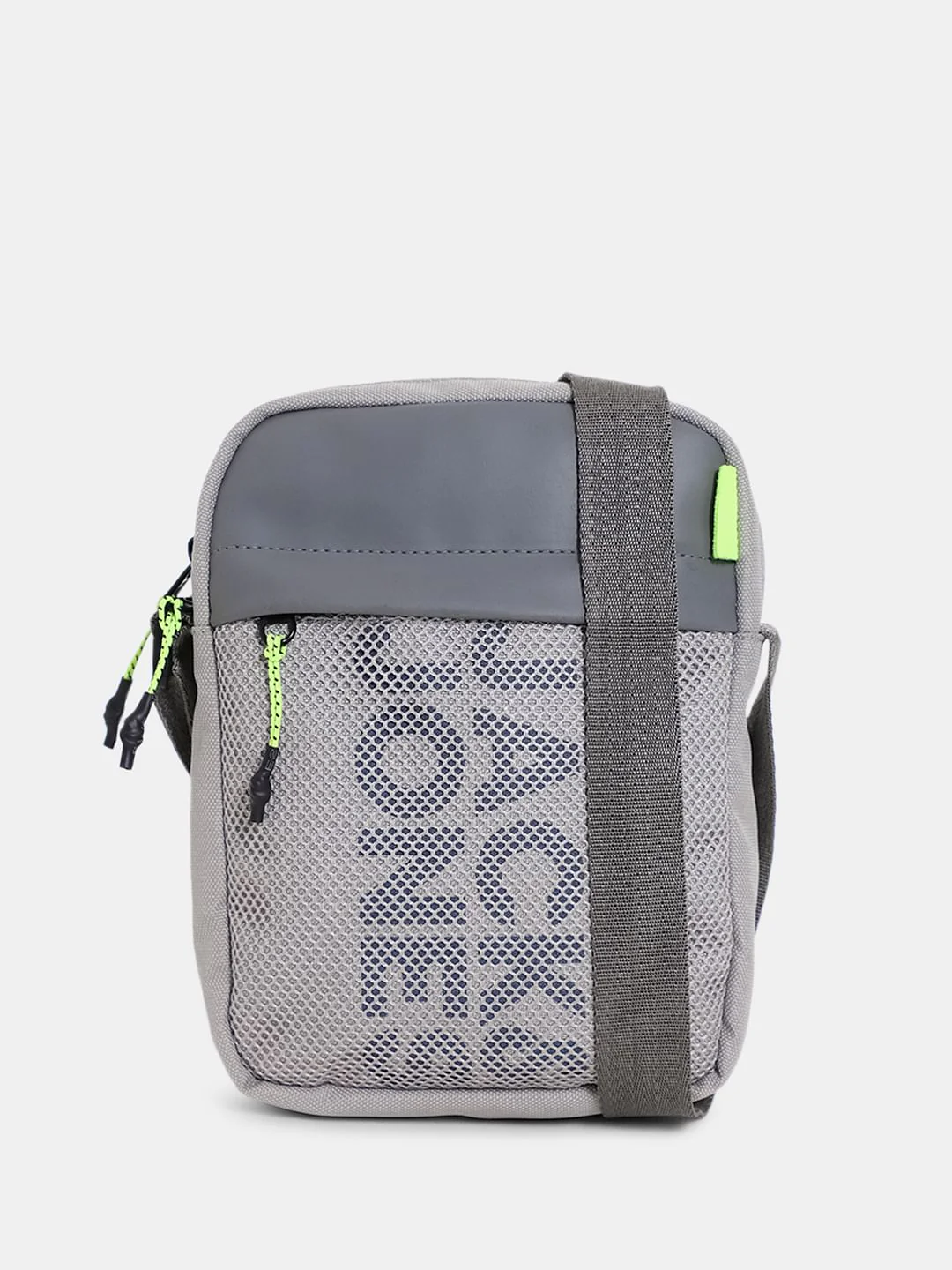 Grey Mesh Detail Sling Bag