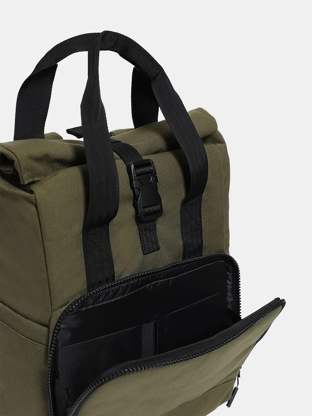 Olive Camo Print Roll-Top Backpack - Image 6