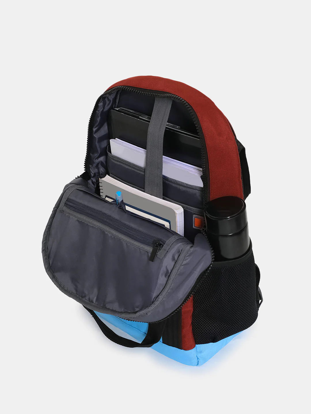 Red Colourblocked Everyday Backpack - Image 6