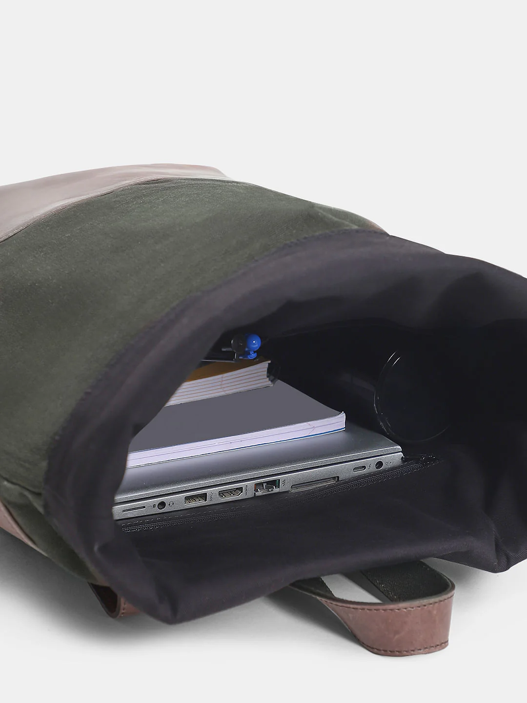 Military Green Colourblocked Backpack - Image 7