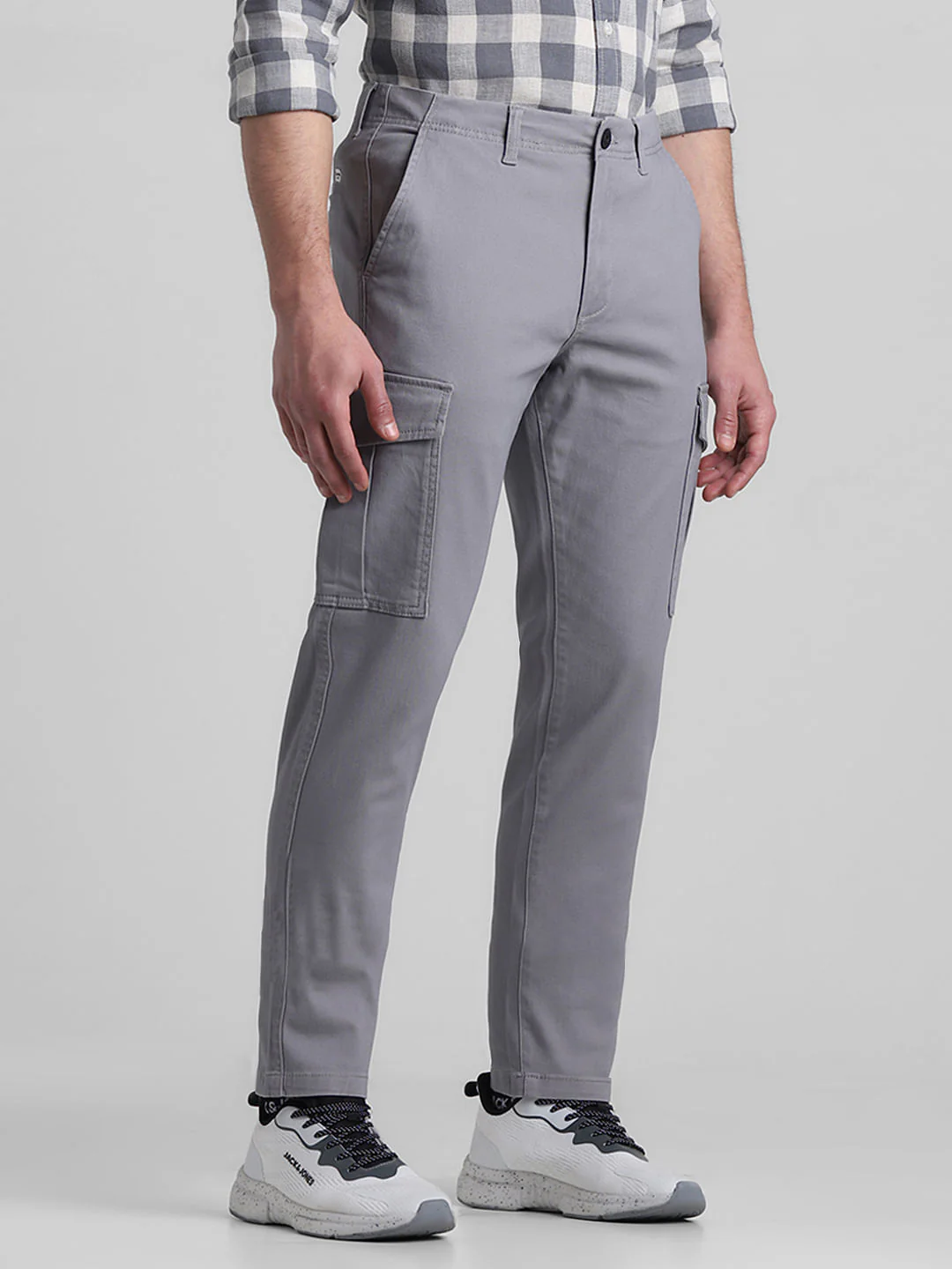 Grey Mid Rise Slim Fit Pants - Image 2