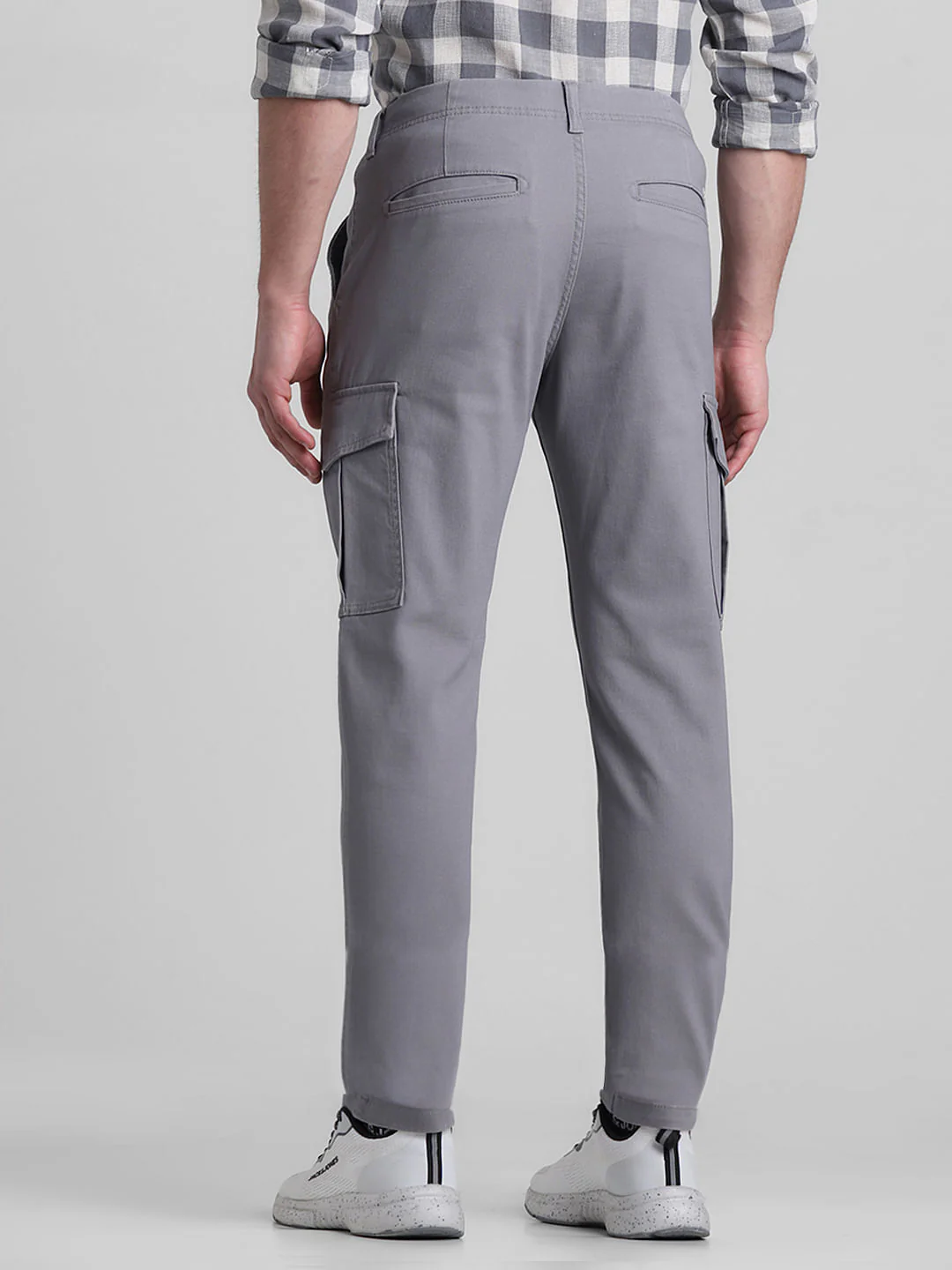 Grey Mid Rise Slim Fit Pants - Image 3