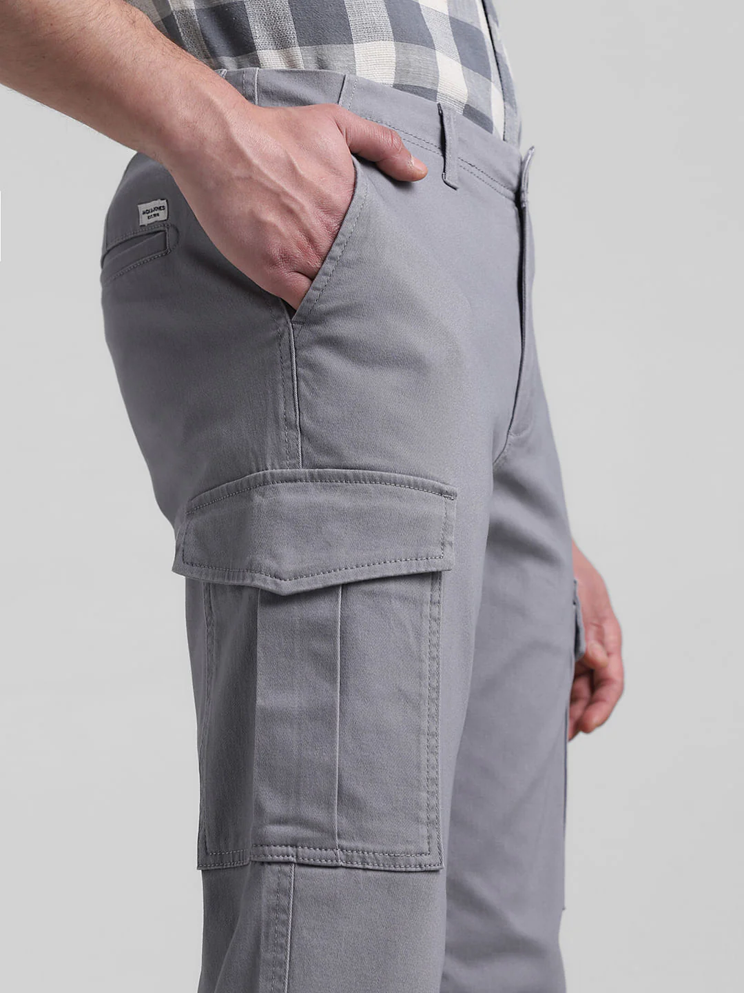 Grey Mid Rise Slim Fit Pants - Image 4