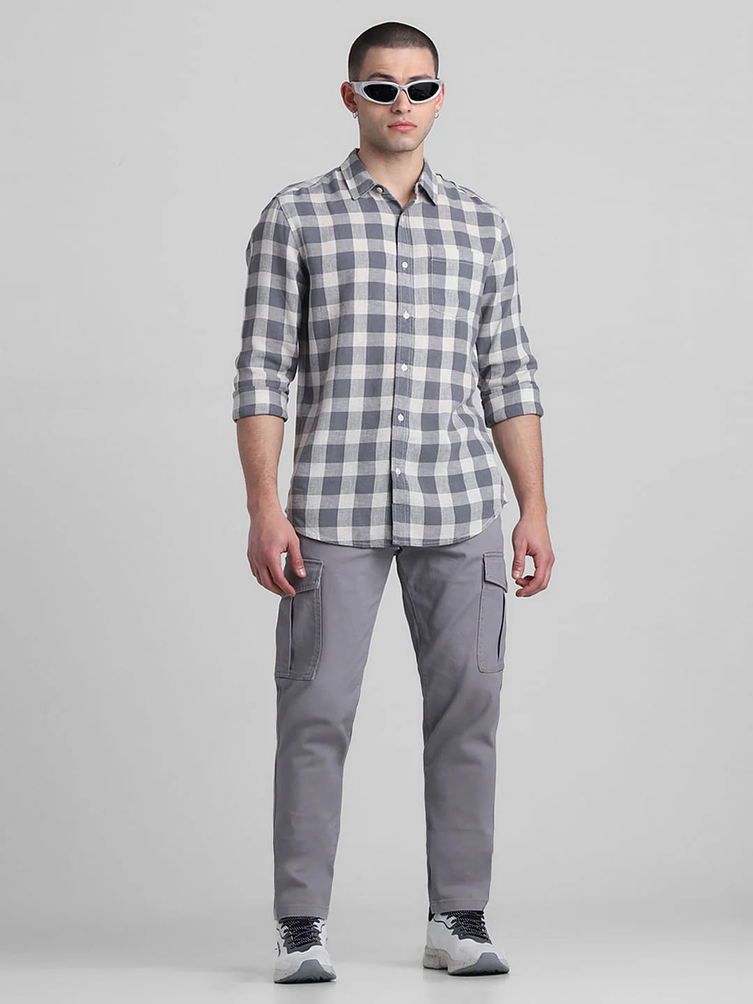 Grey Mid Rise Slim Fit Pants - Image 5