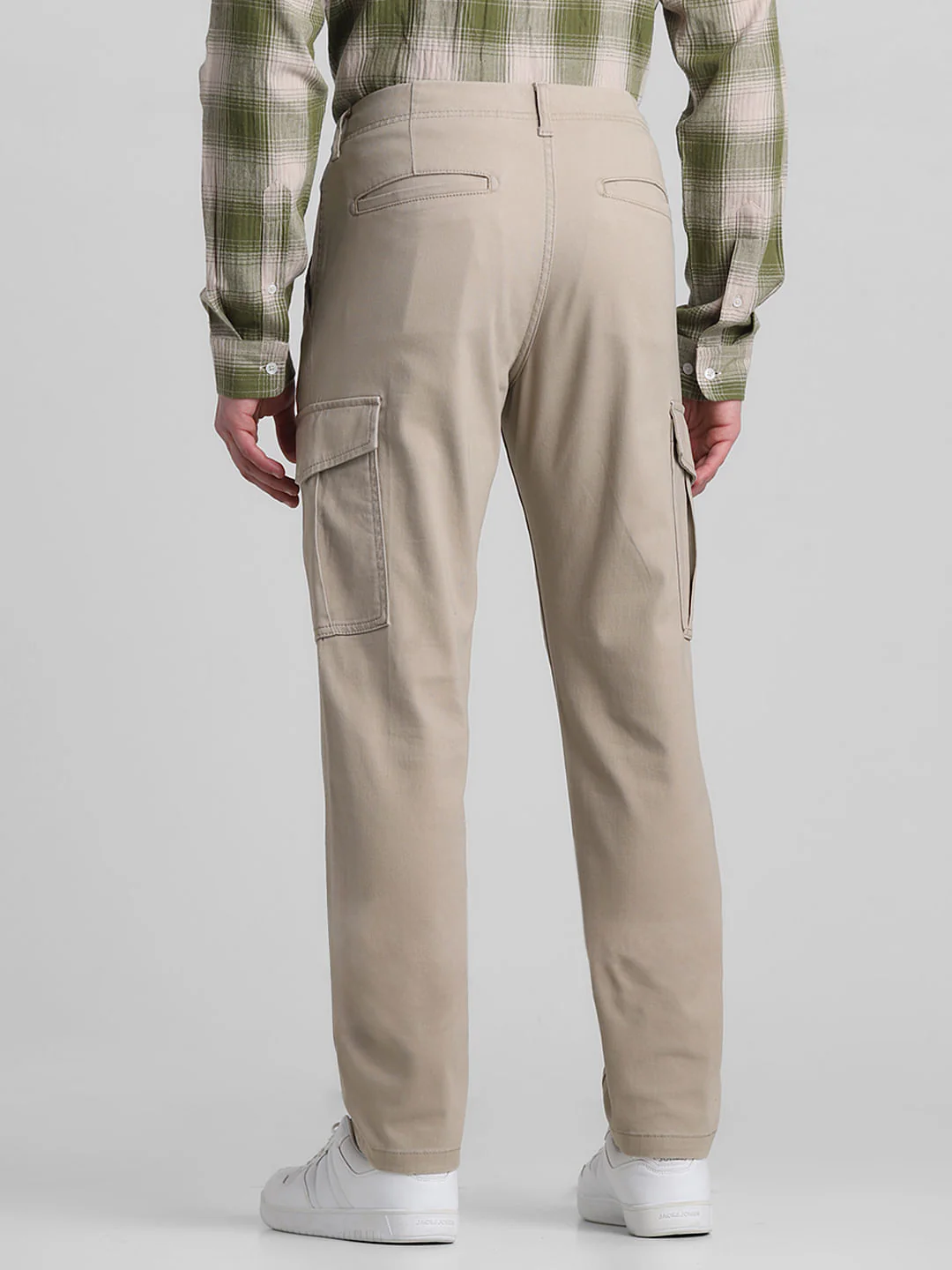 Beige Mid Rise Slim Fit Pants - Image 3