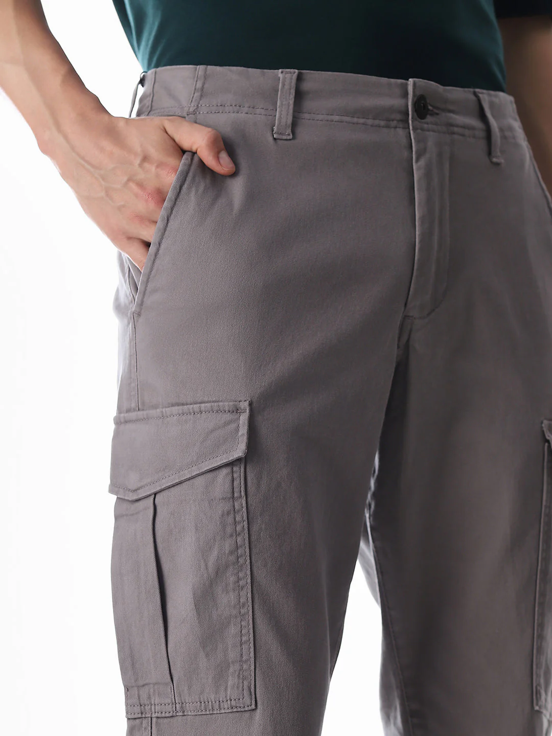 Grey Slim Fit Cargo Pants - Image 4