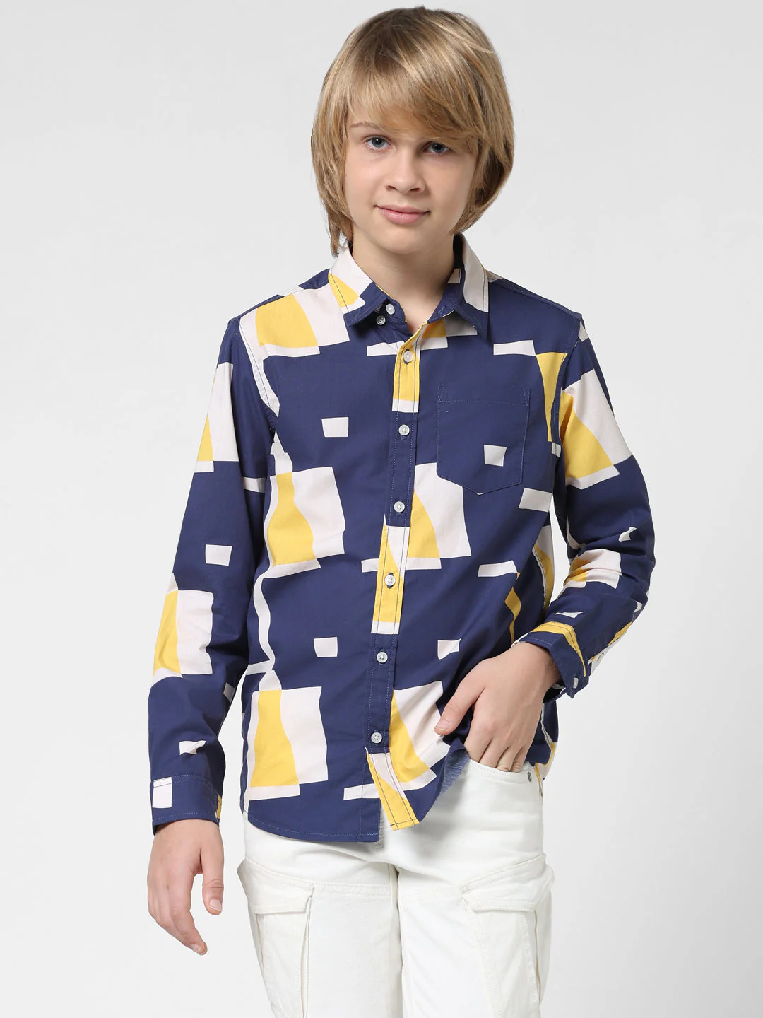 Boys Abstract Print Cotton Shirt - Image 2