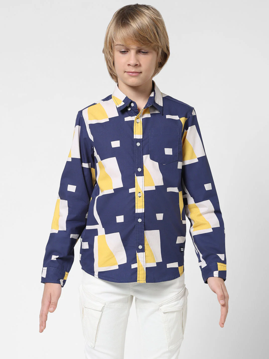 Boys Abstract Print Cotton Shirt - Image 7