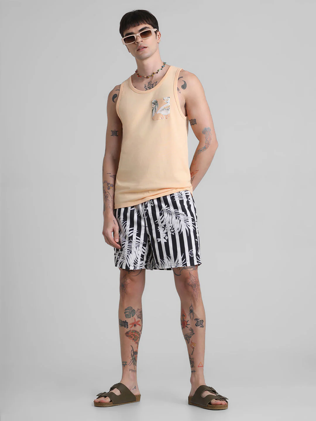Black Striped Print Swim Shorts - Image 5