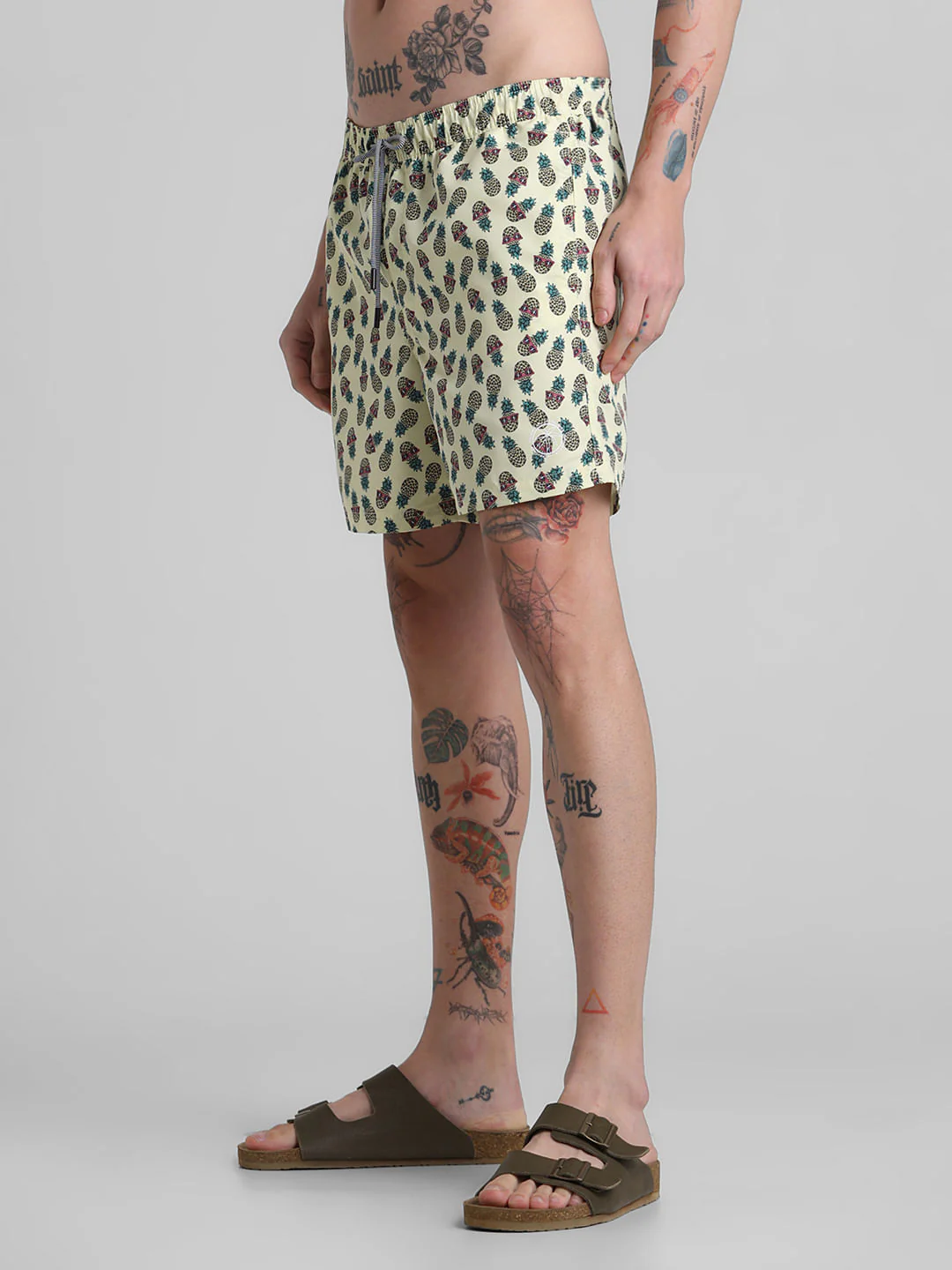 Yellow Abstract Print Swim Shorts - Image 2